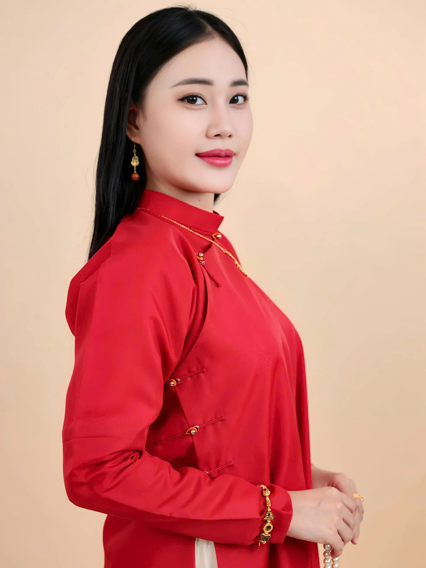 Áo dài ngũ thân Sa Hàn Quốc