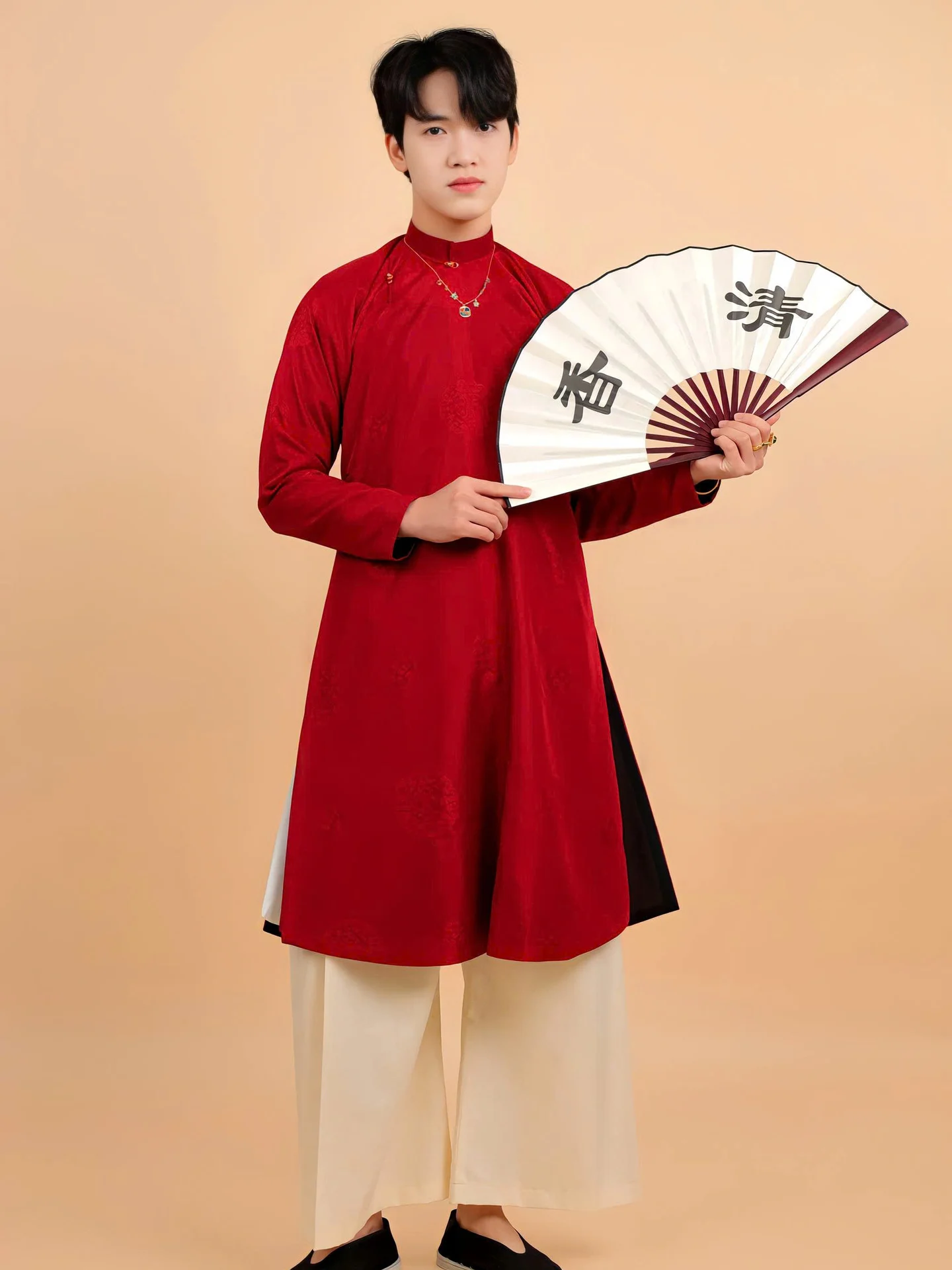 Áo dài ngũ thân Sa Hàn Chữ Thọ