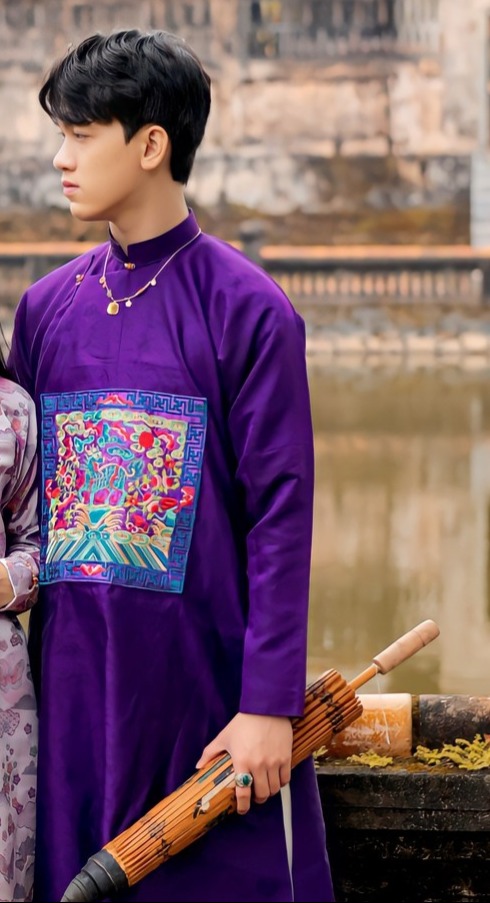 Áo dài Ngũ thân Lụa Hàn Quốc có Bổ Tử