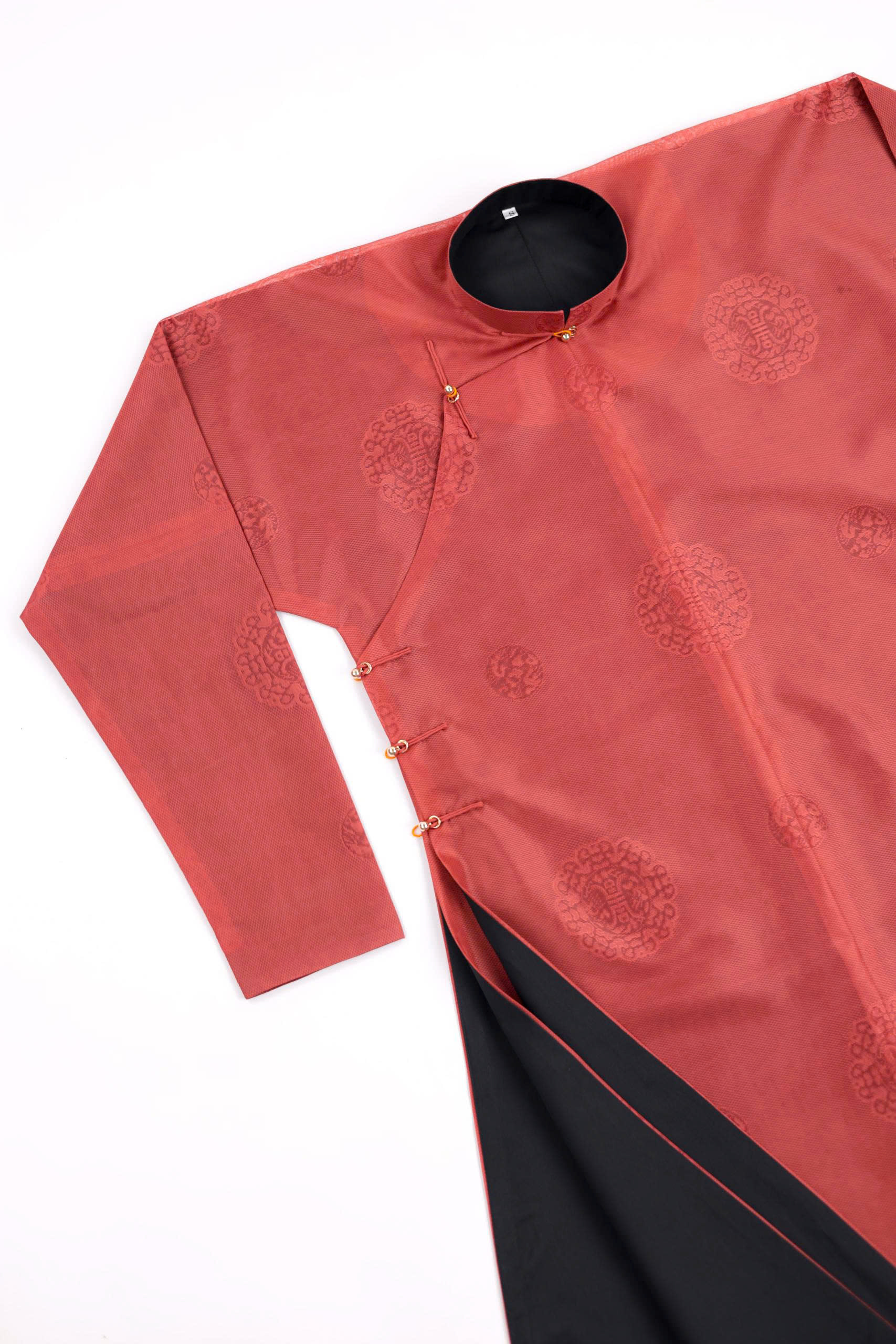 Áo dài Ngũ thân Sa Hàn Chữ Thọ