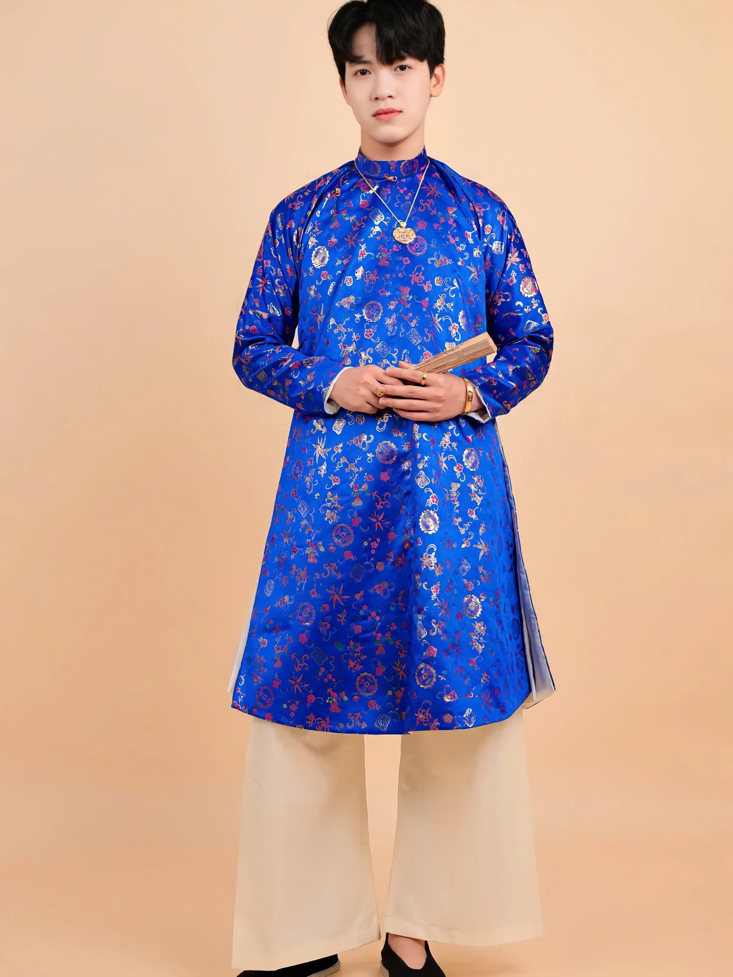 Áo dài ngũ thân Gấm Hàn quốc