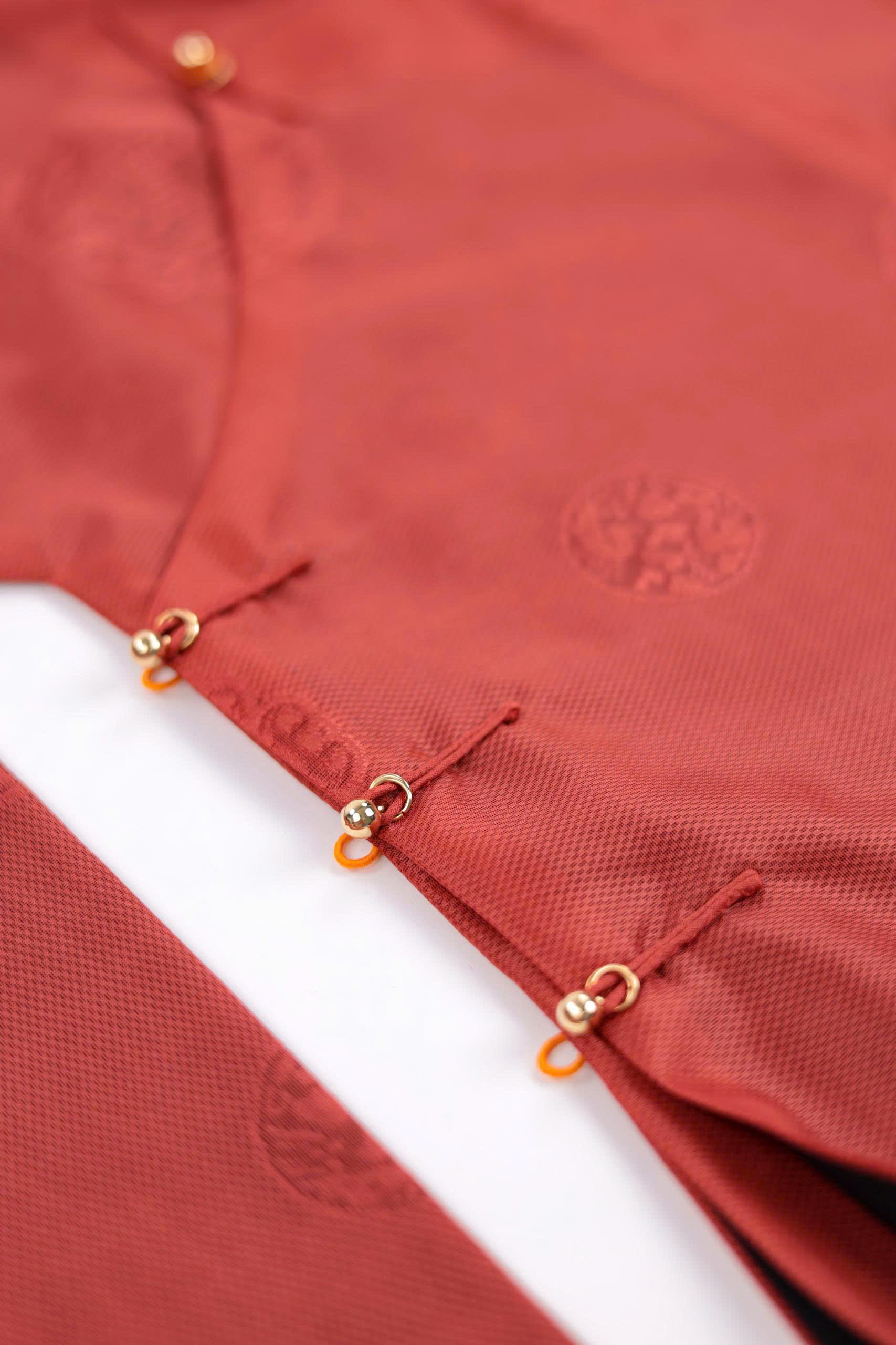 Áo dài Ngũ thân Sa Hàn Chữ Thọ