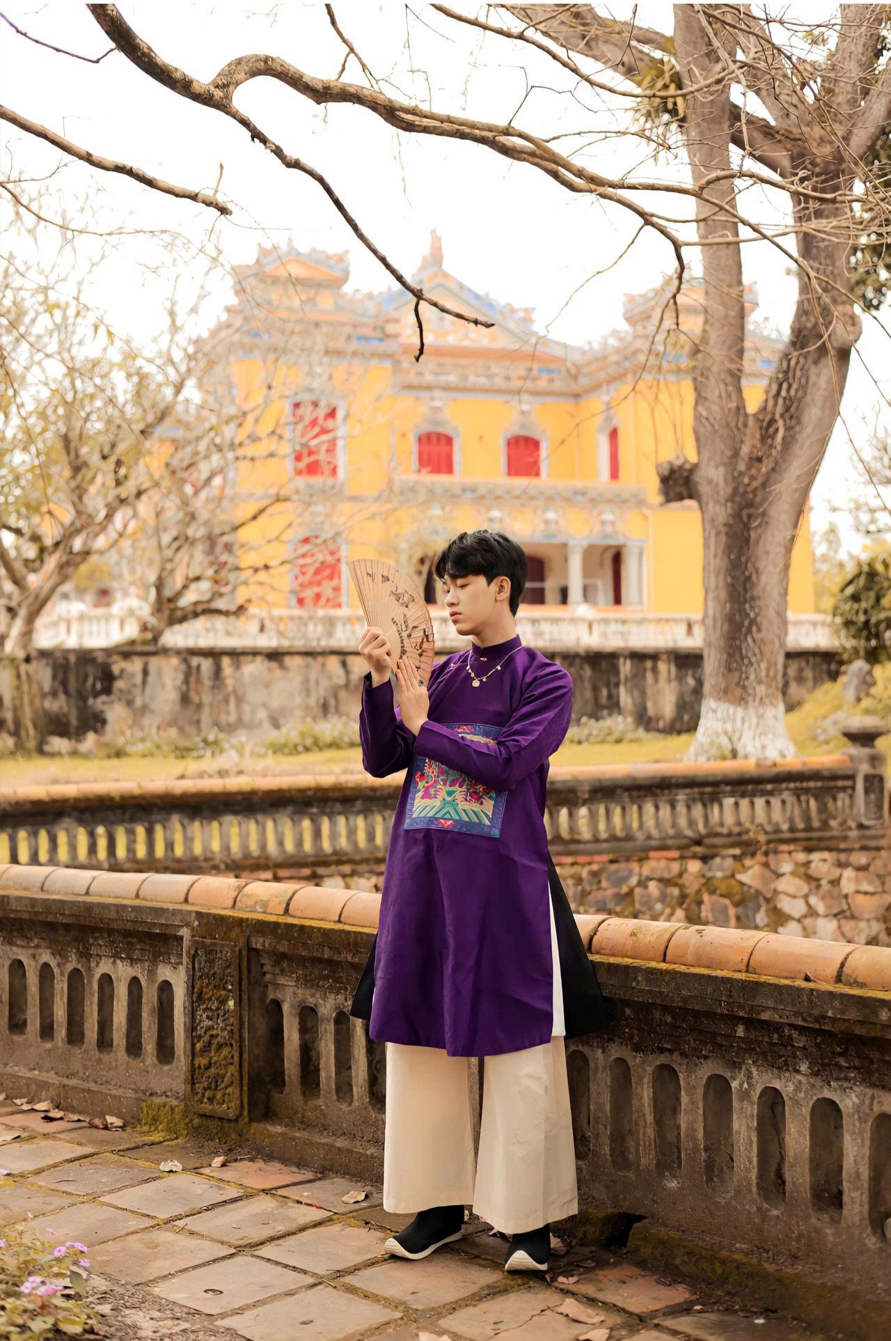 Áo dài Ngũ thân Lụa Hàn Quốc có Bổ Tử