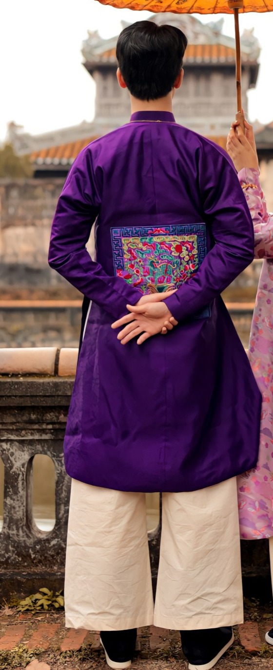 Áo dài Ngũ thân Lụa Hàn Quốc có Bổ Tử