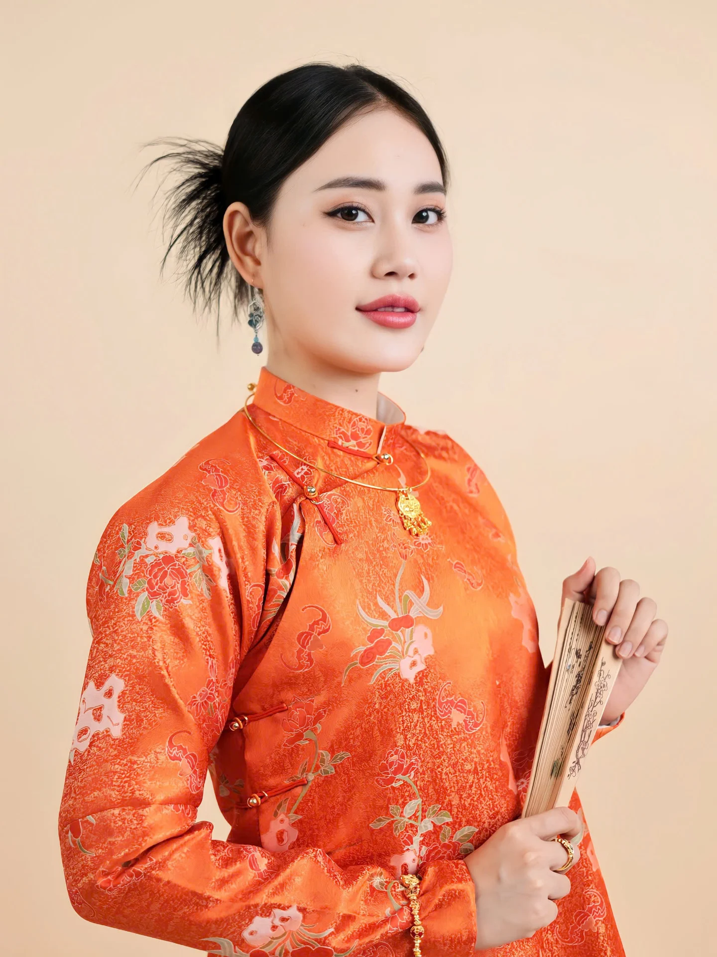 Áo dài ngũ thân Gấm Mẫu Đơn