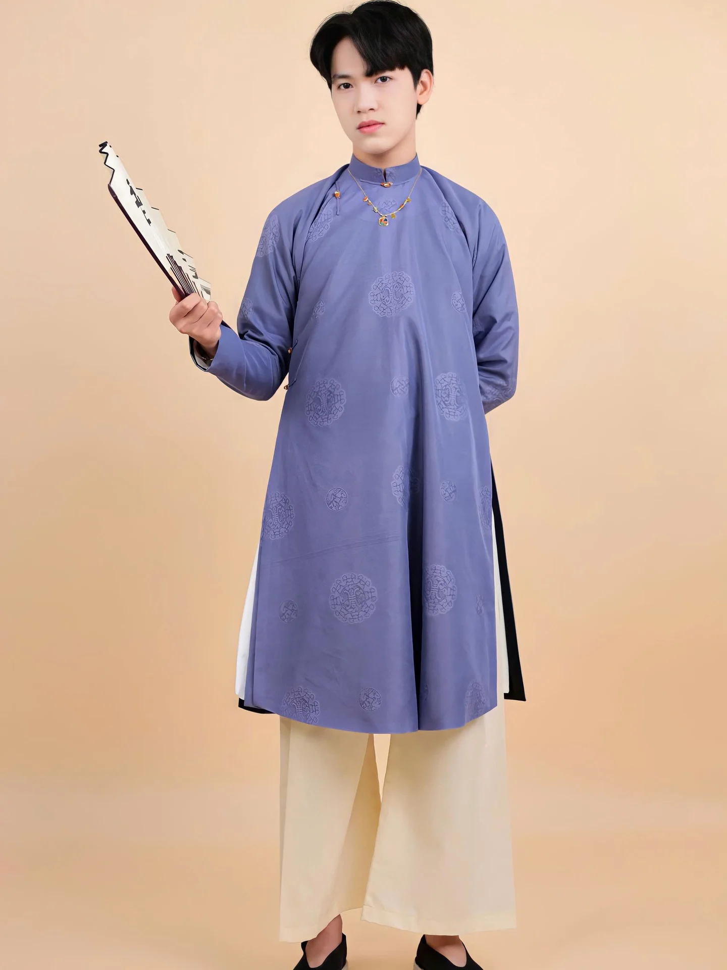 Áo dài ngũ thân Sa Hàn Chữ Thọ