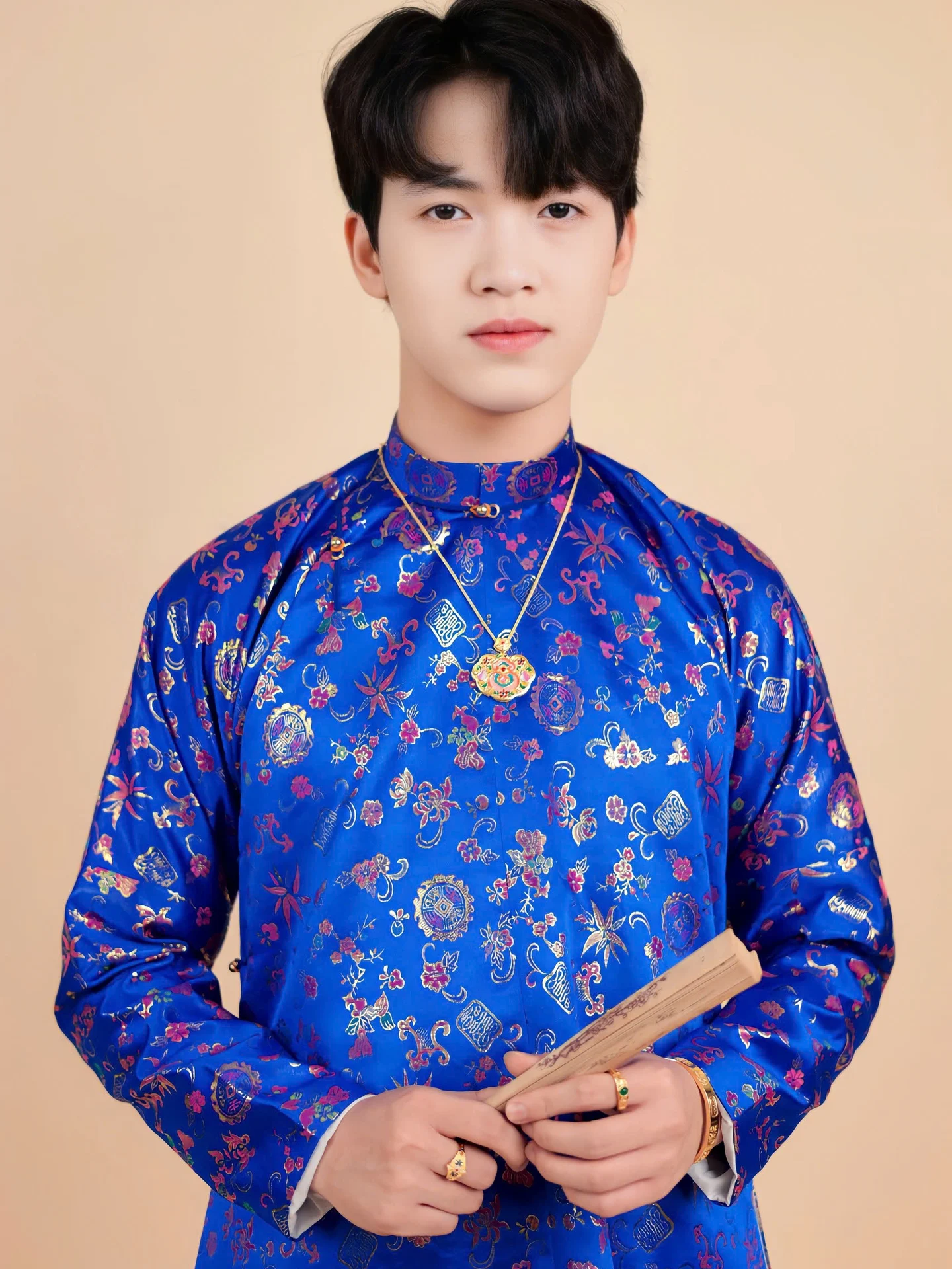 Áo dài ngũ thân Gấm Hàn quốc