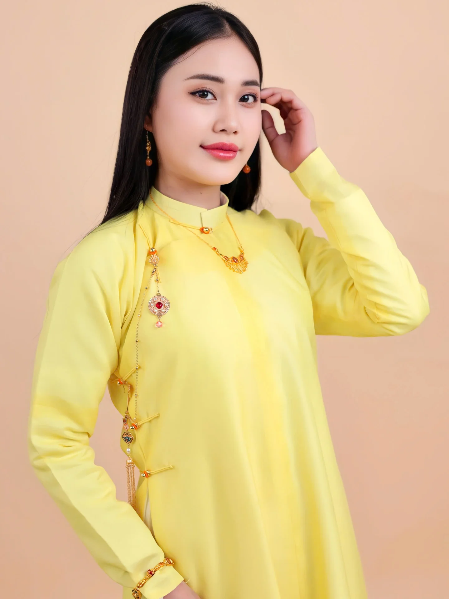 Áo dài ngũ thân Sa Hàn Quốc