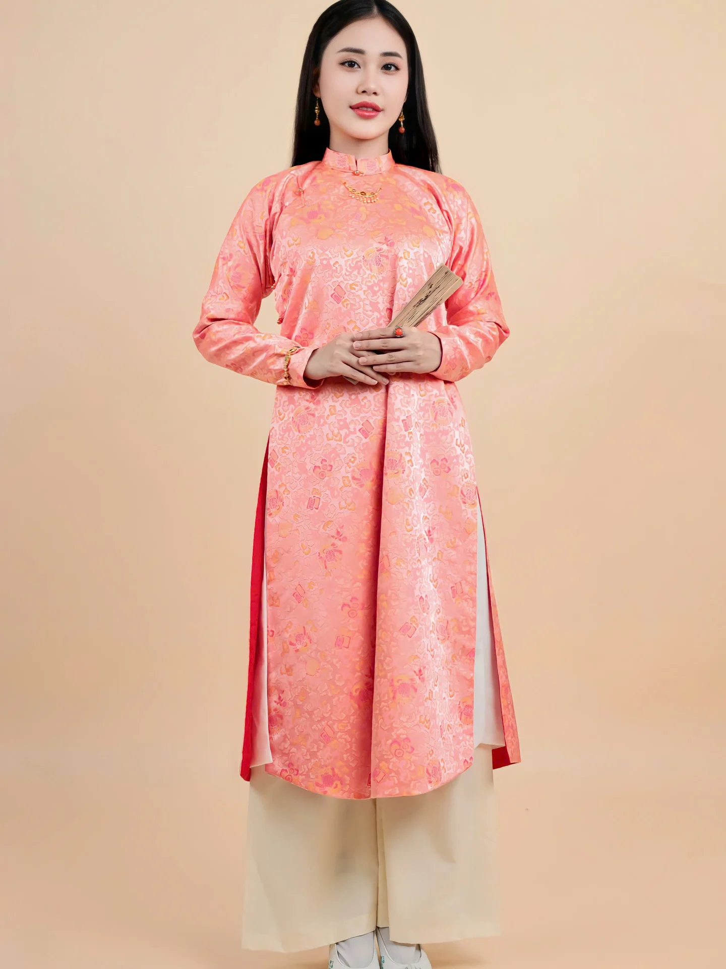 Áo dài ngũ thân Gấm Hàn quốc