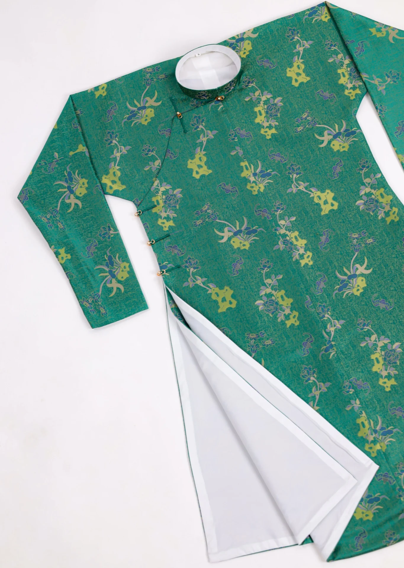 Áo dài ngũ thân Gấm Mẫu Đơn