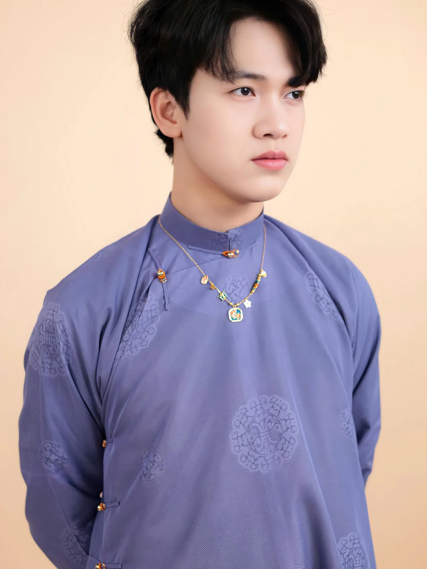 Áo dài ngũ thân Sa Hàn Chữ Thọ