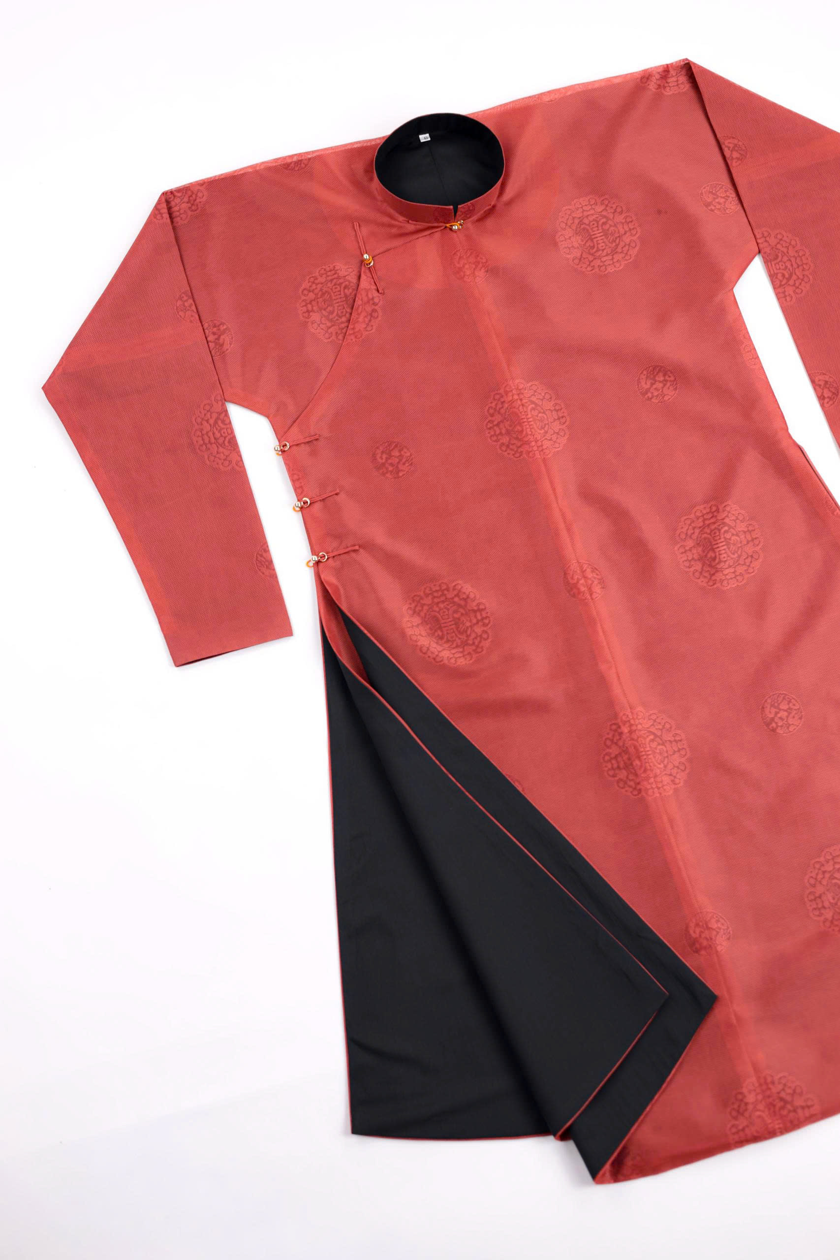 Áo dài Ngũ thân Sa Hàn Chữ Thọ