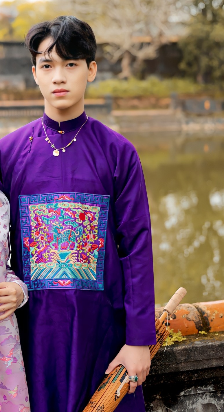 Áo dài Ngũ thân Lụa Hàn Quốc có Bổ Tử