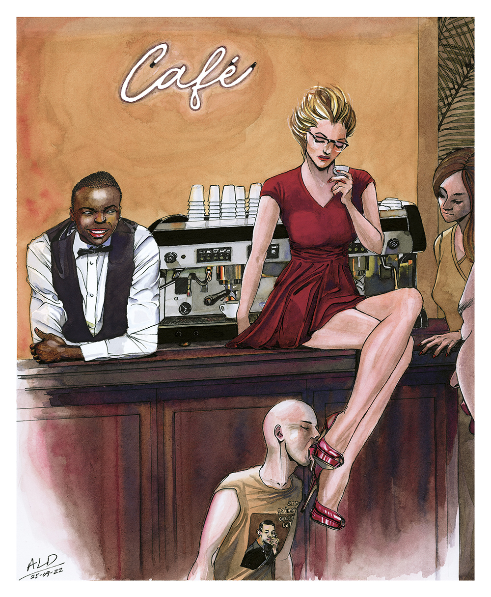 Licking The Shoes Of A Stranger Girl In A Public Space