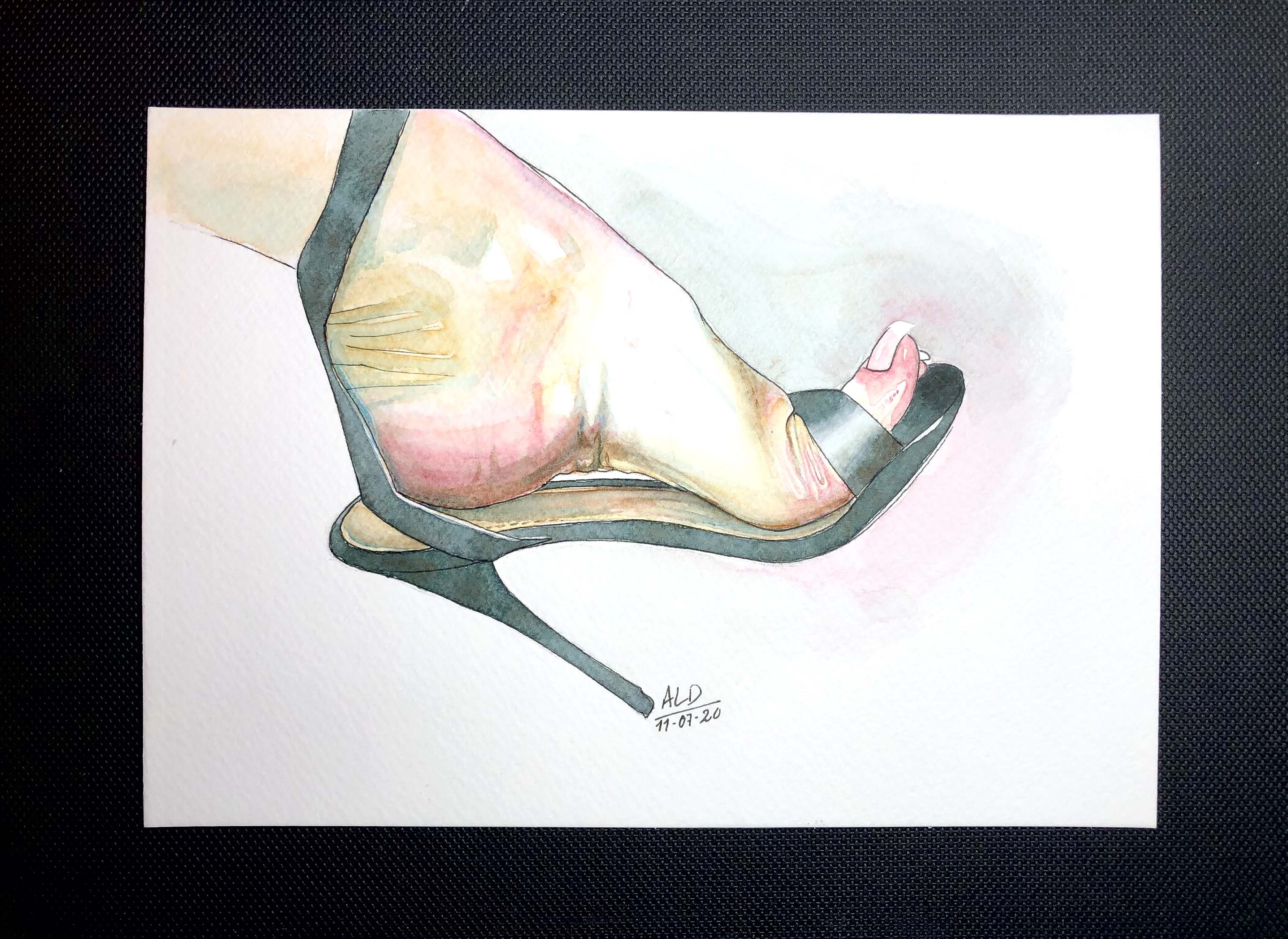 Wet foot in a sandal