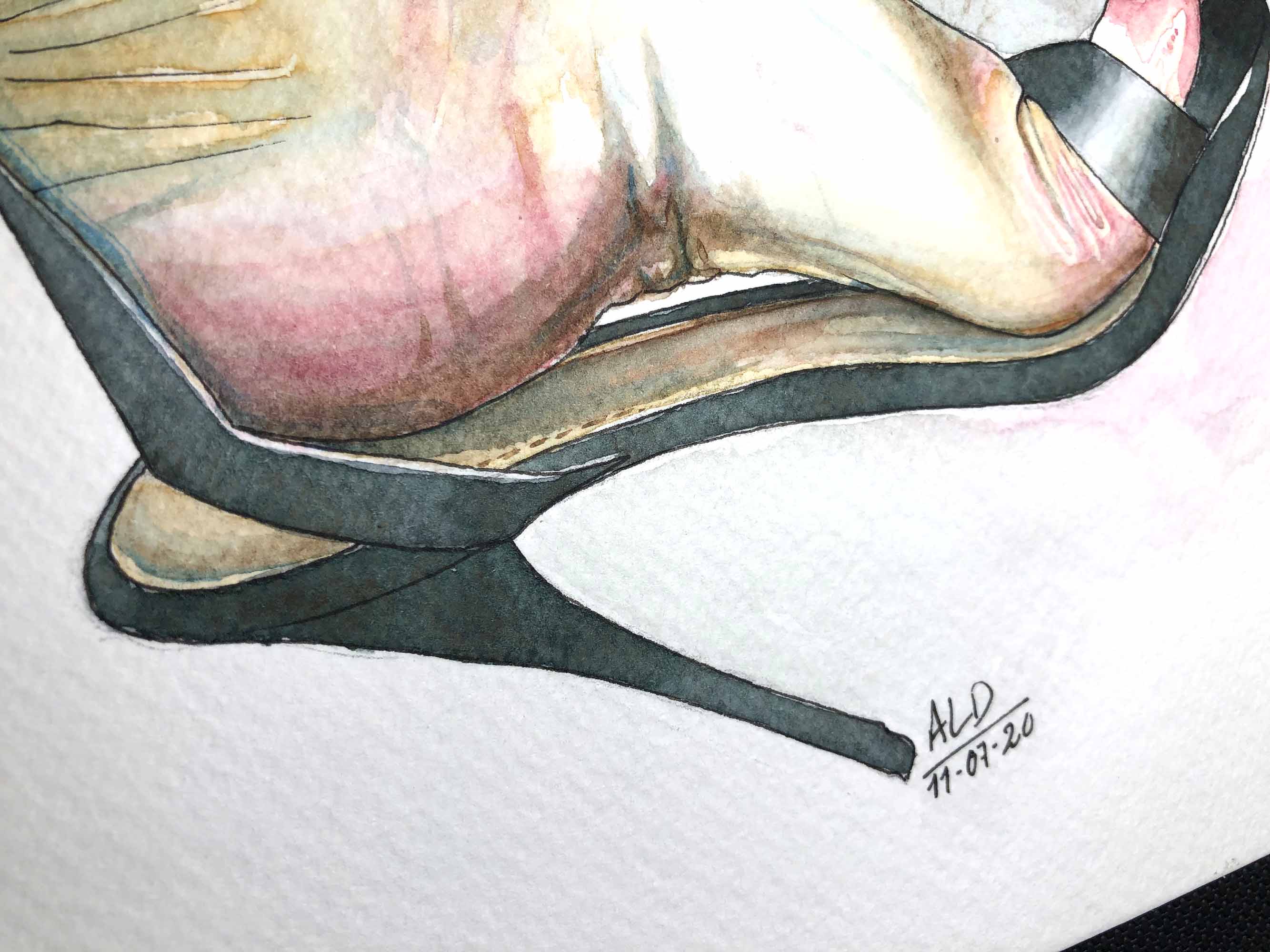 Wet foot in a sandal