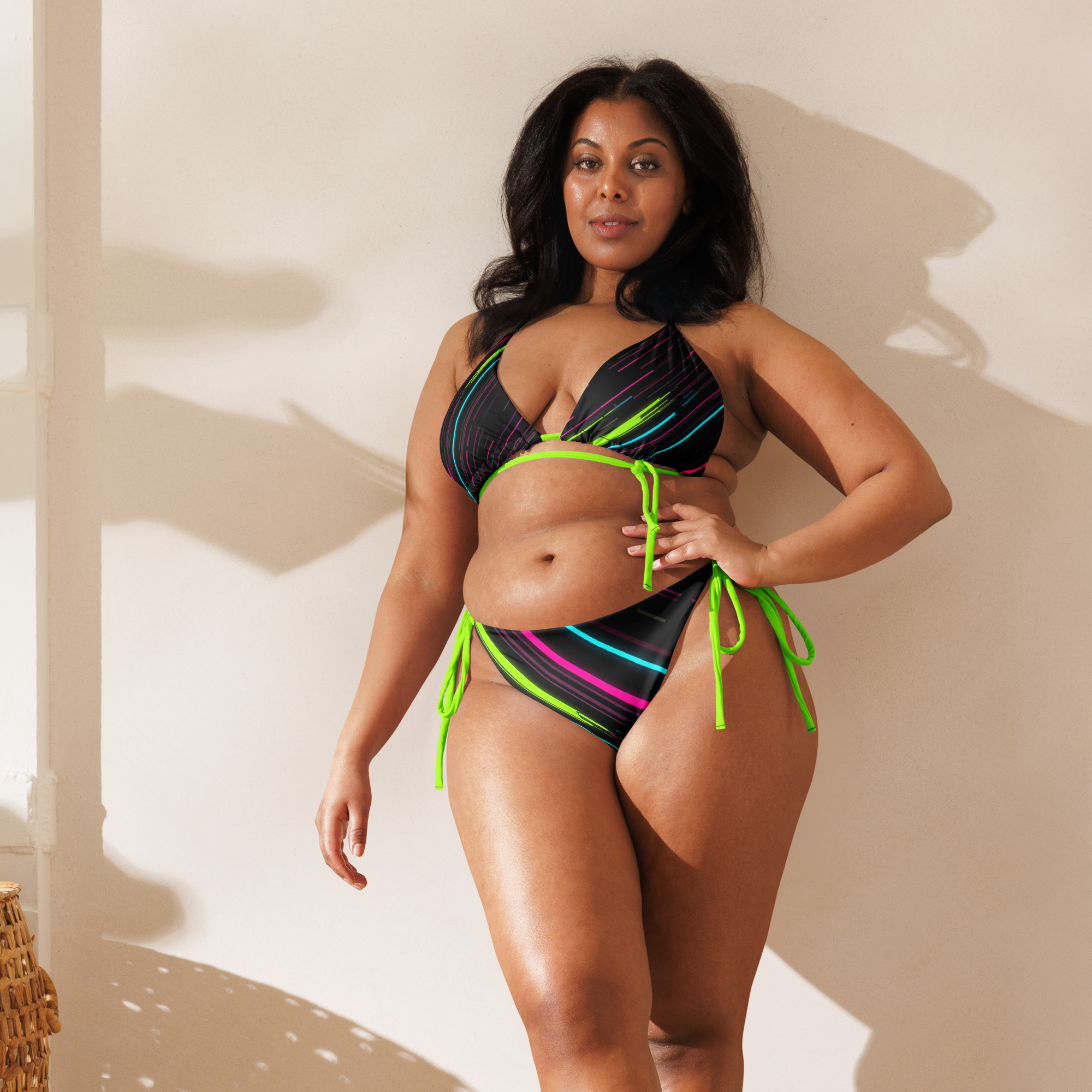 Dynamic neon lines bikini set