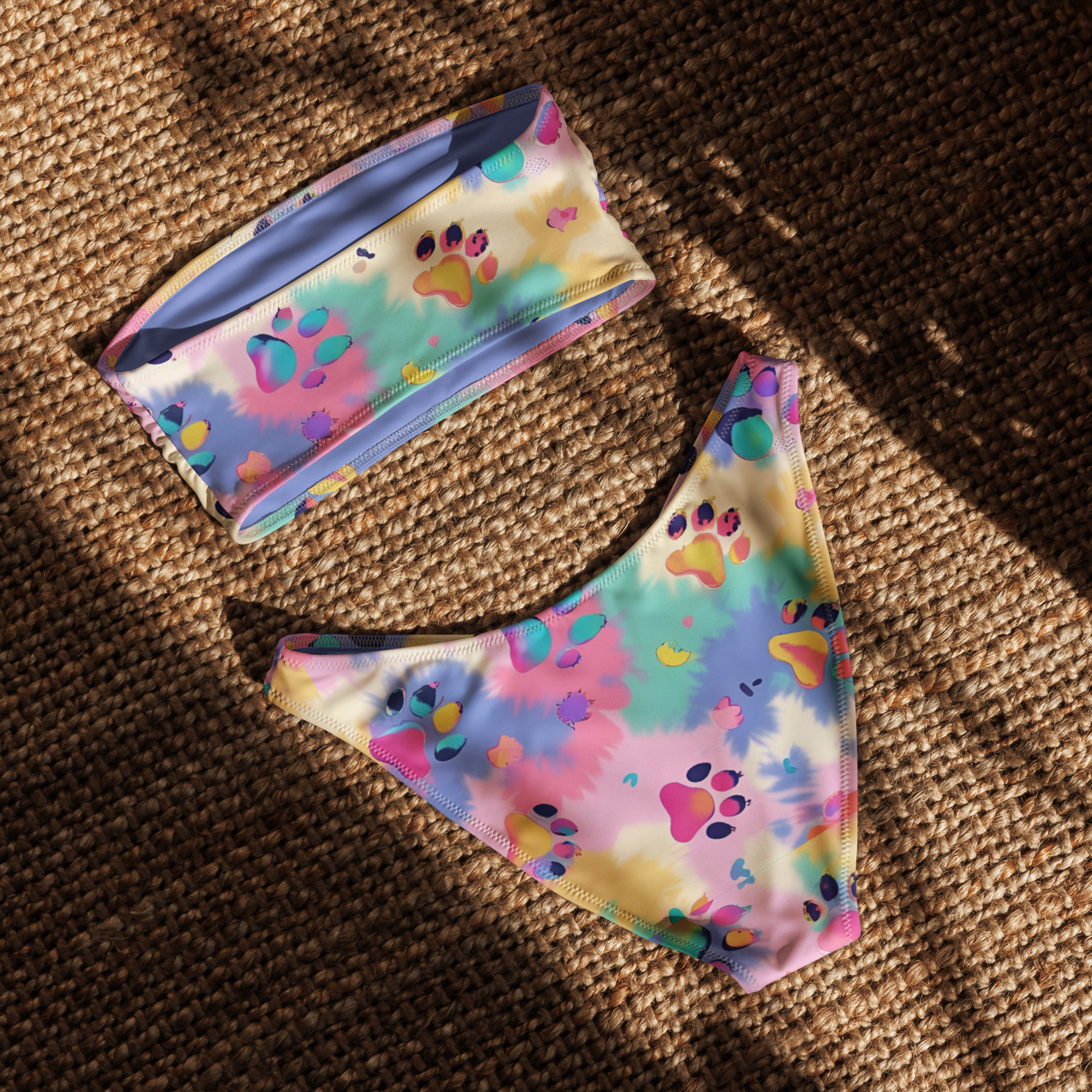 Tie Diy Paws Bandeau Bikini Set
