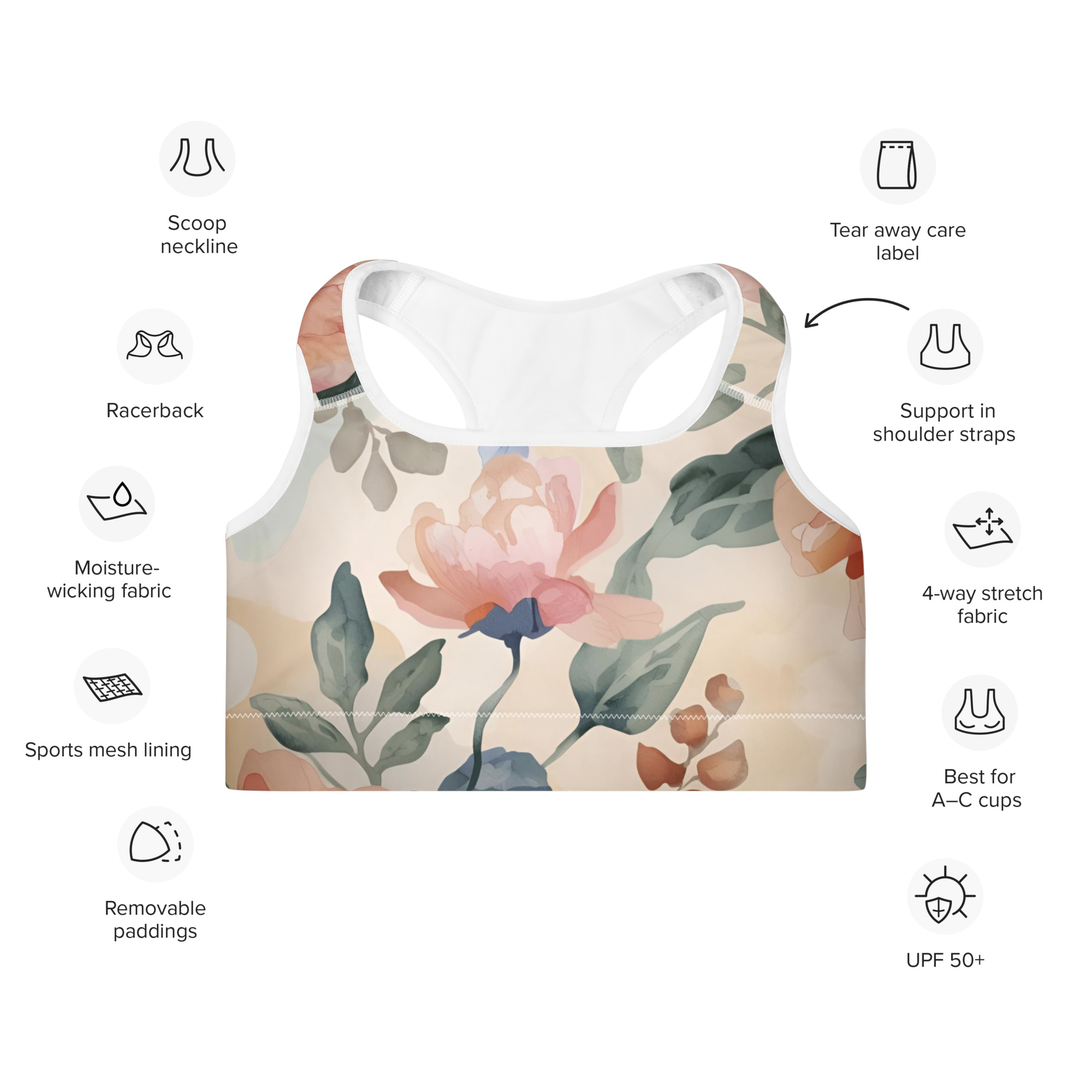 Botanical Art Sports Bra