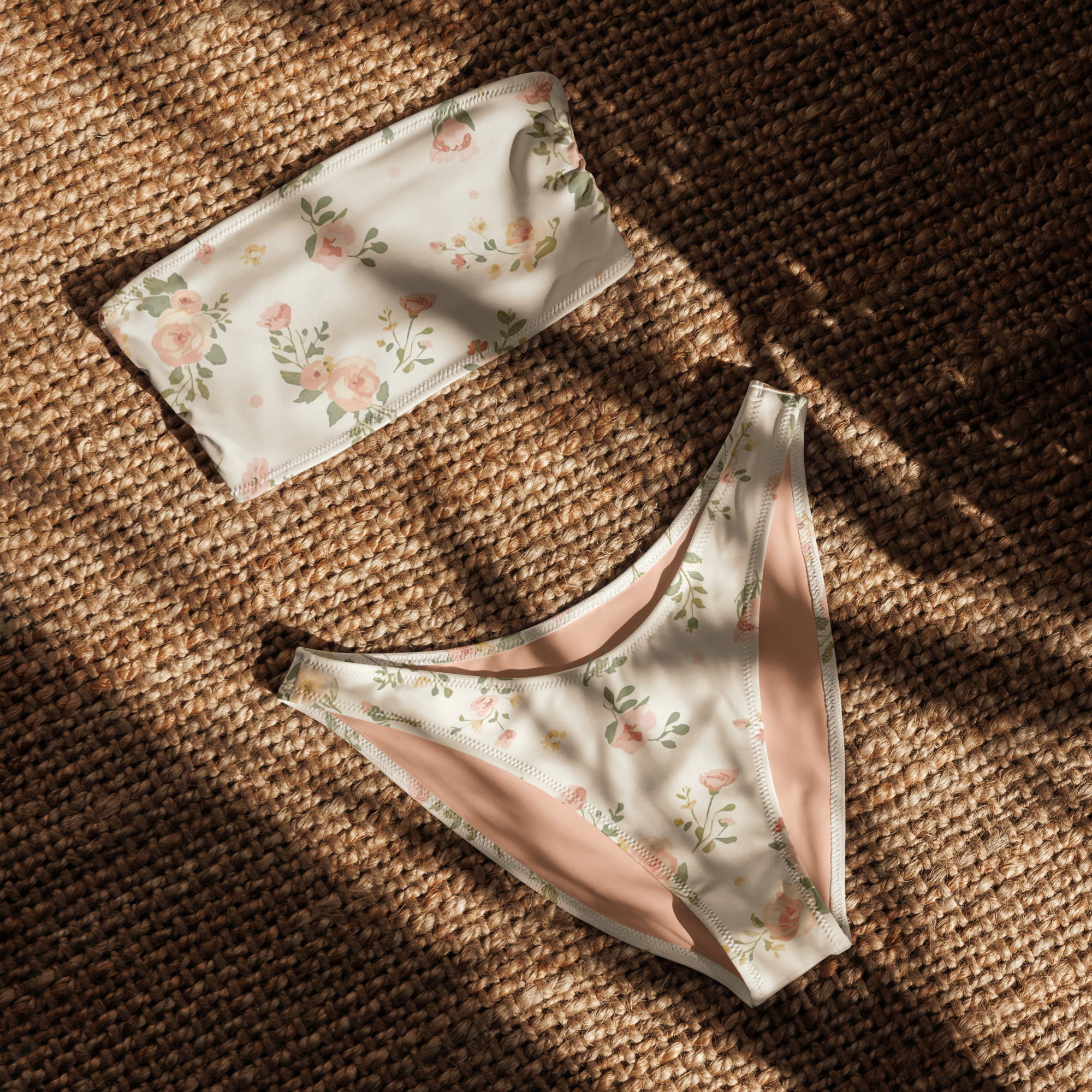 Delicate Flowers Bandeau Bikini Set