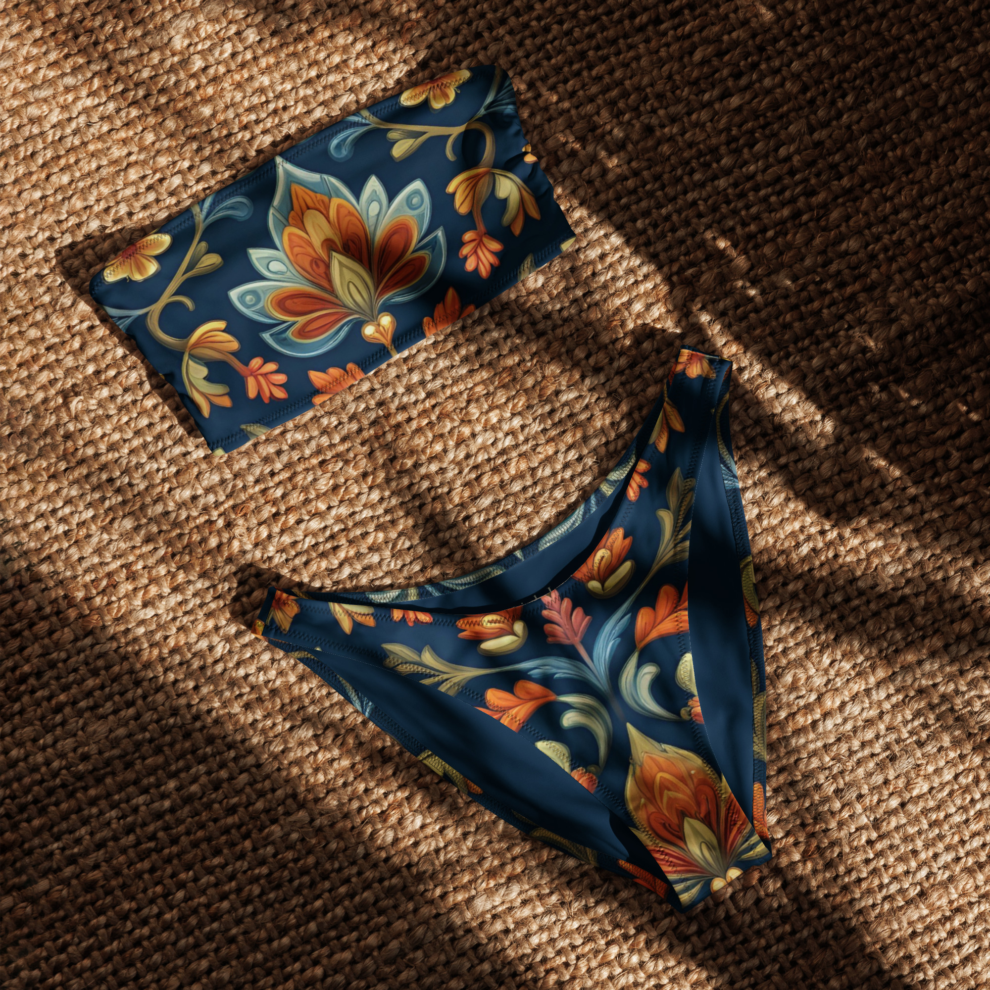 Flower bandeau bikini set