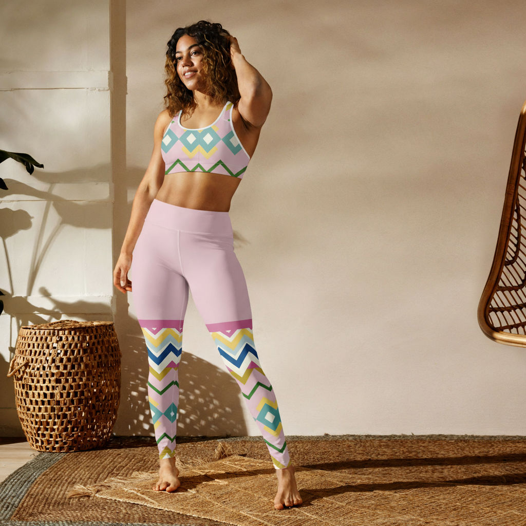 Geometric High-Waist Legging Pink