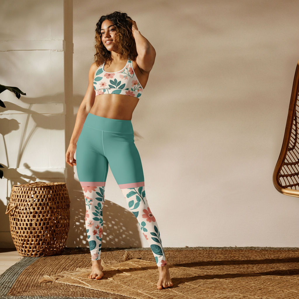 Floral High-Waist Legging Turquoise