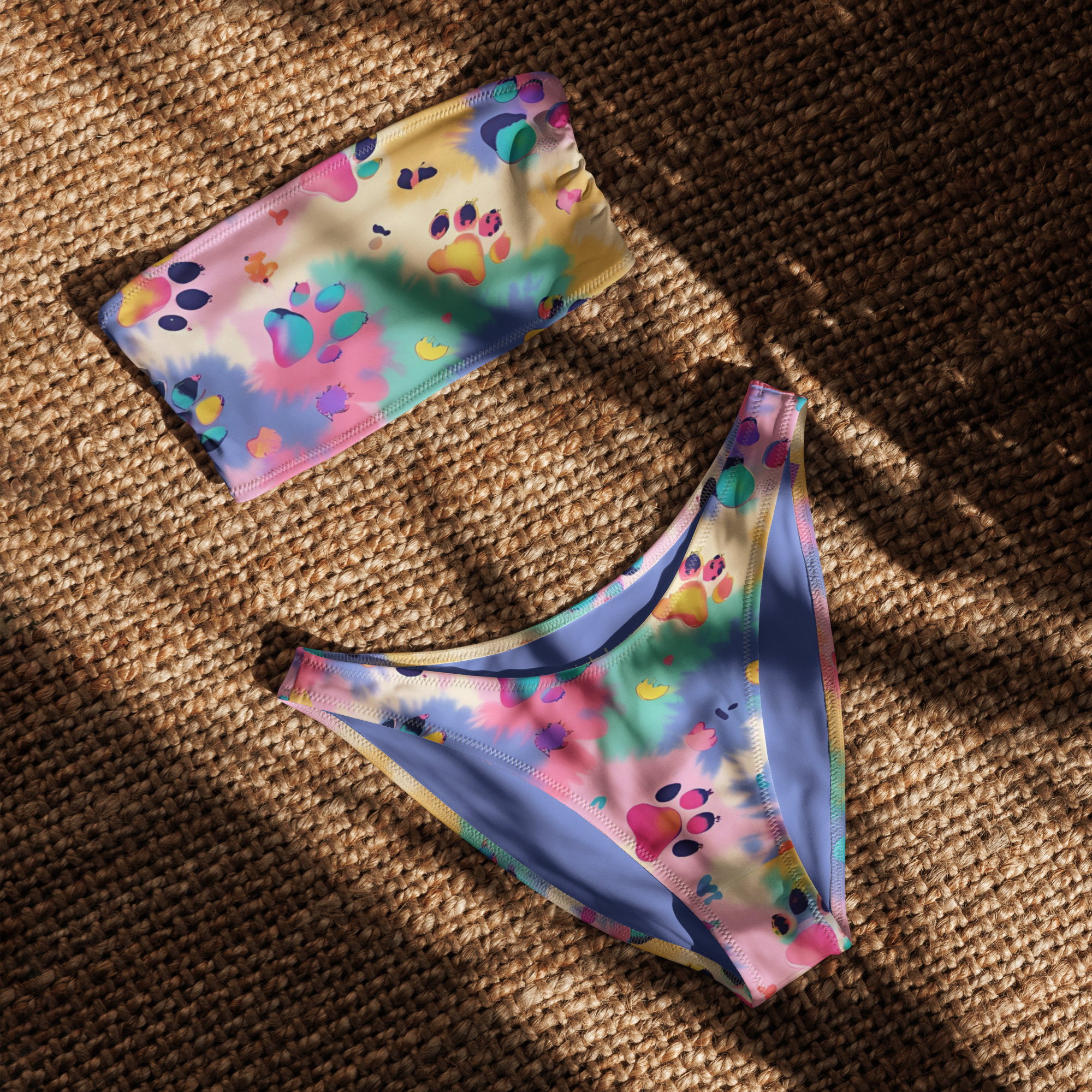Tie Diy Paws Bandeau Bikini Set