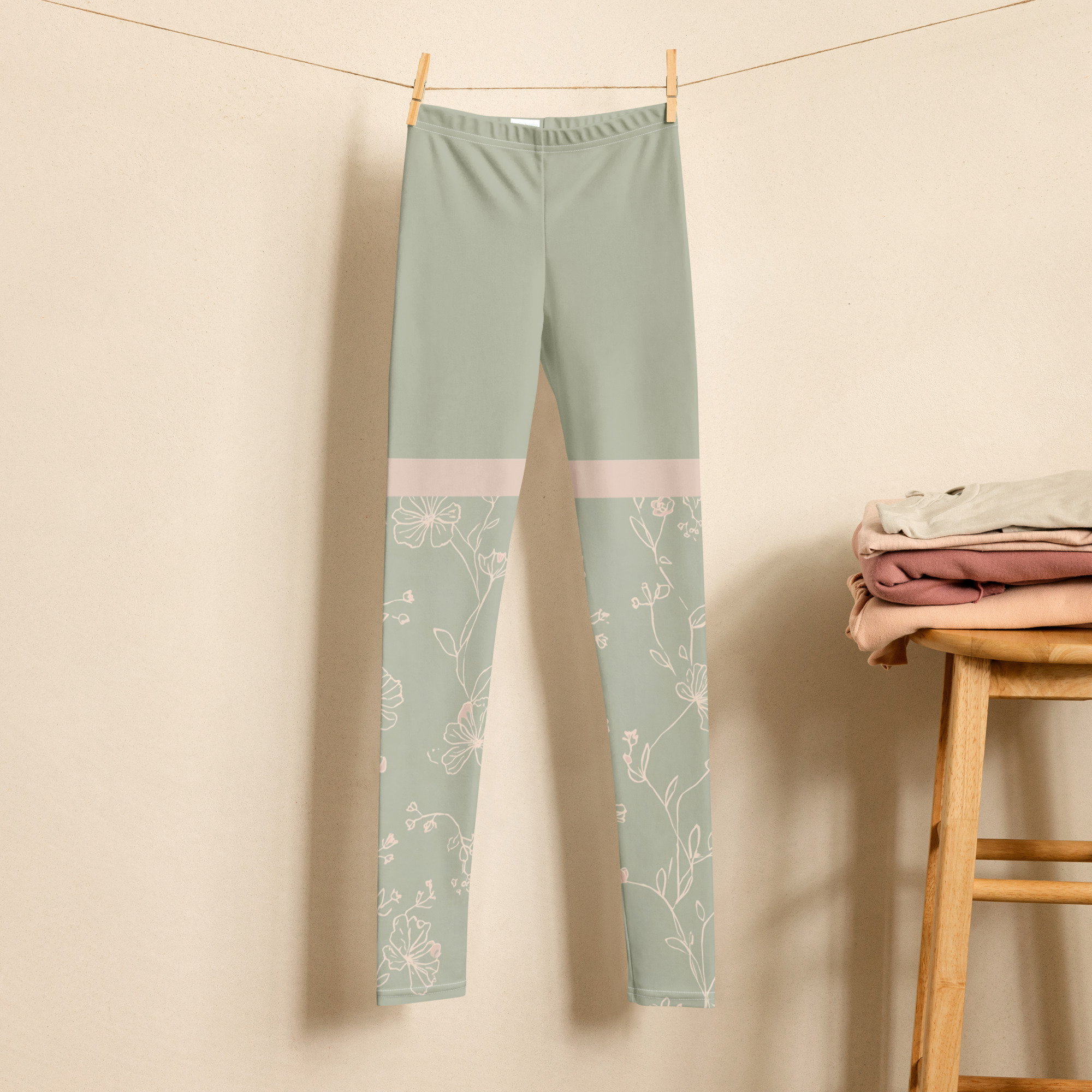 Monochrome Florals Youth Legging