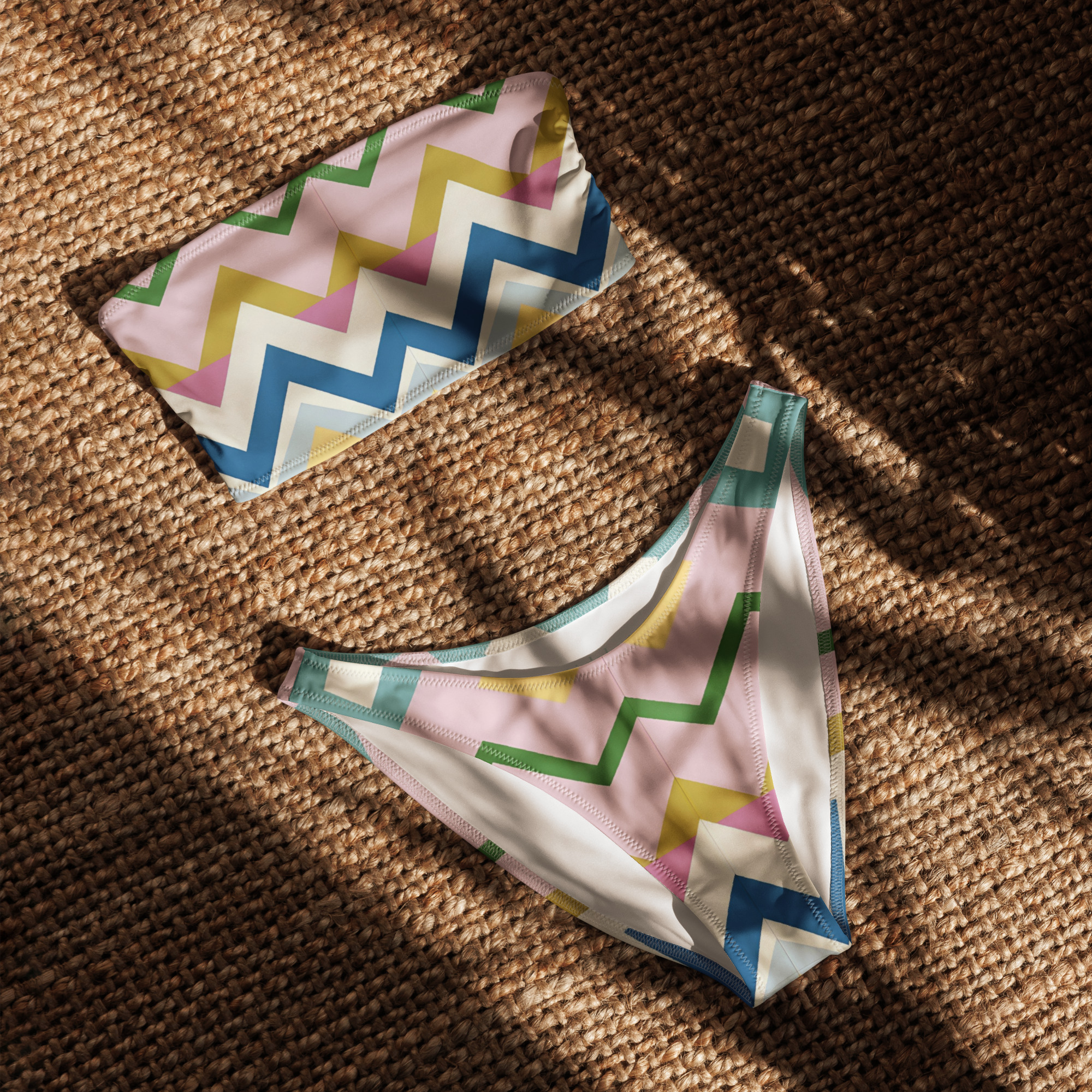 Geometric Bandeau Bikini Set