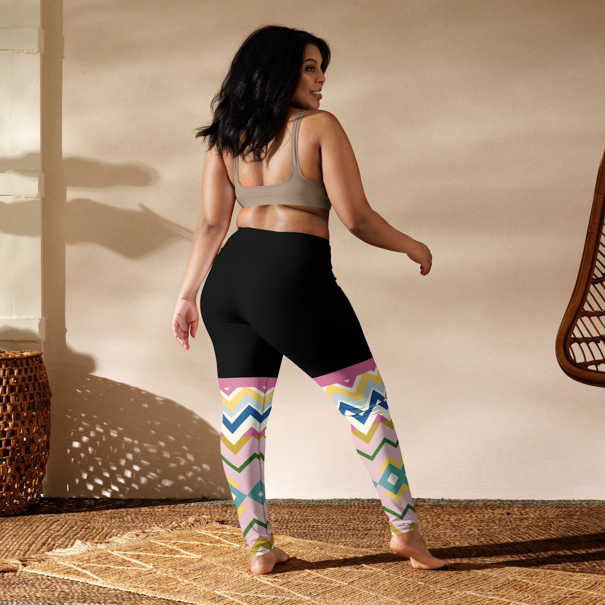 Geometric High-Waist Legging Black