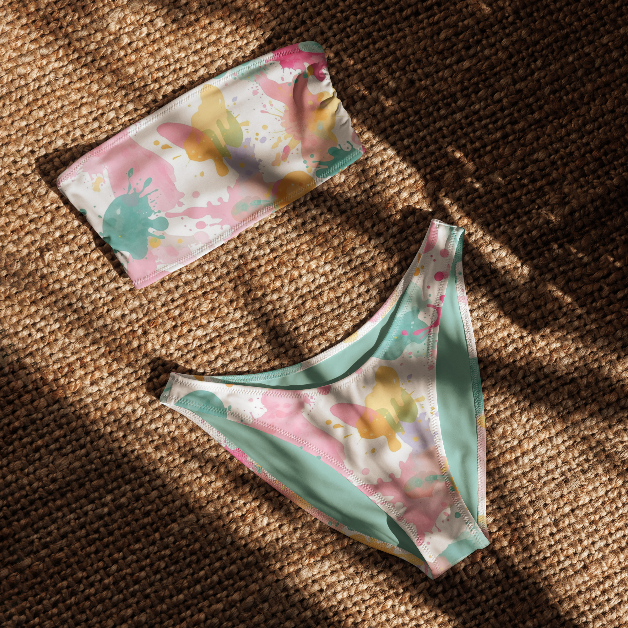 Paint splash bandeau bikini set