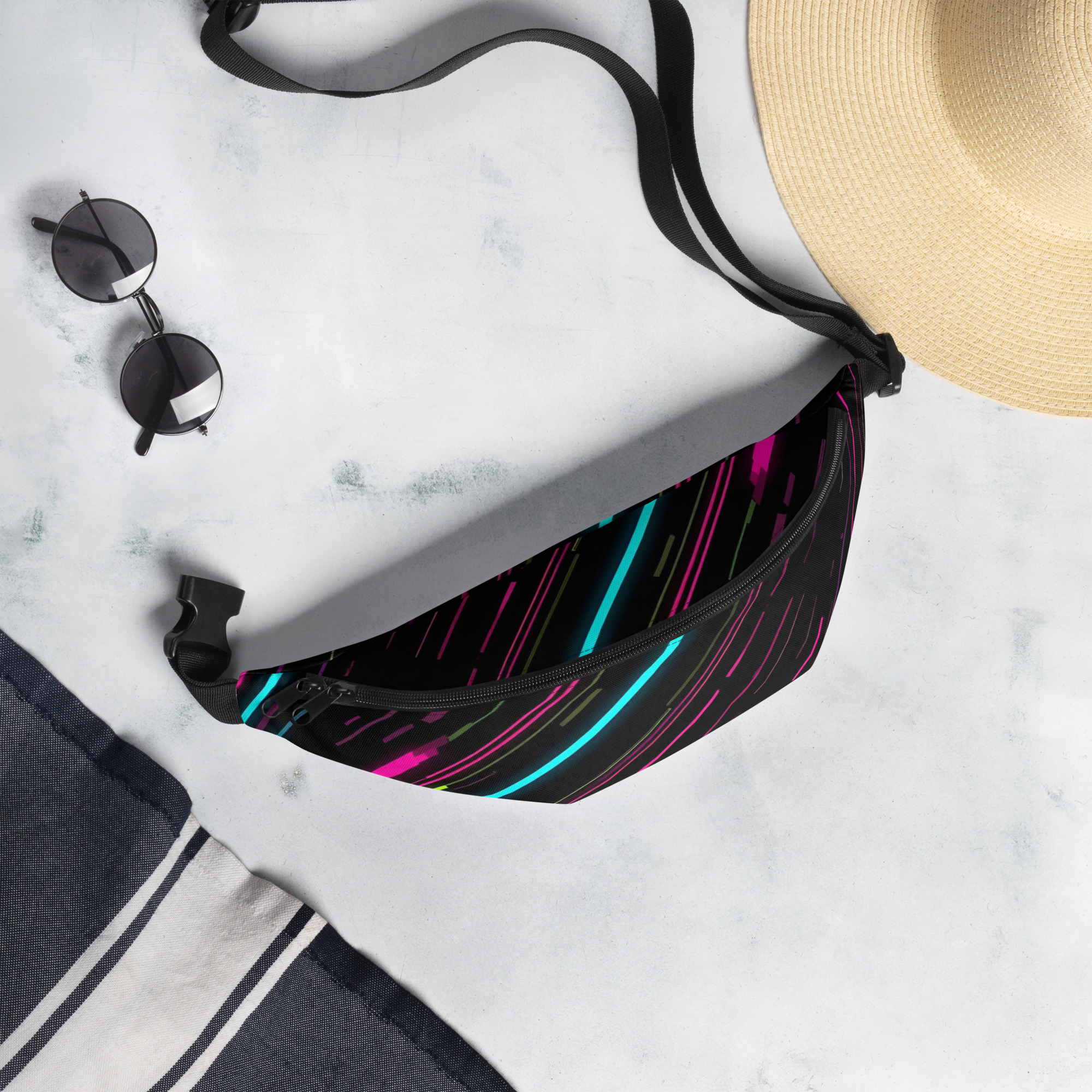 Dynamic Neon Lines Waist Pack