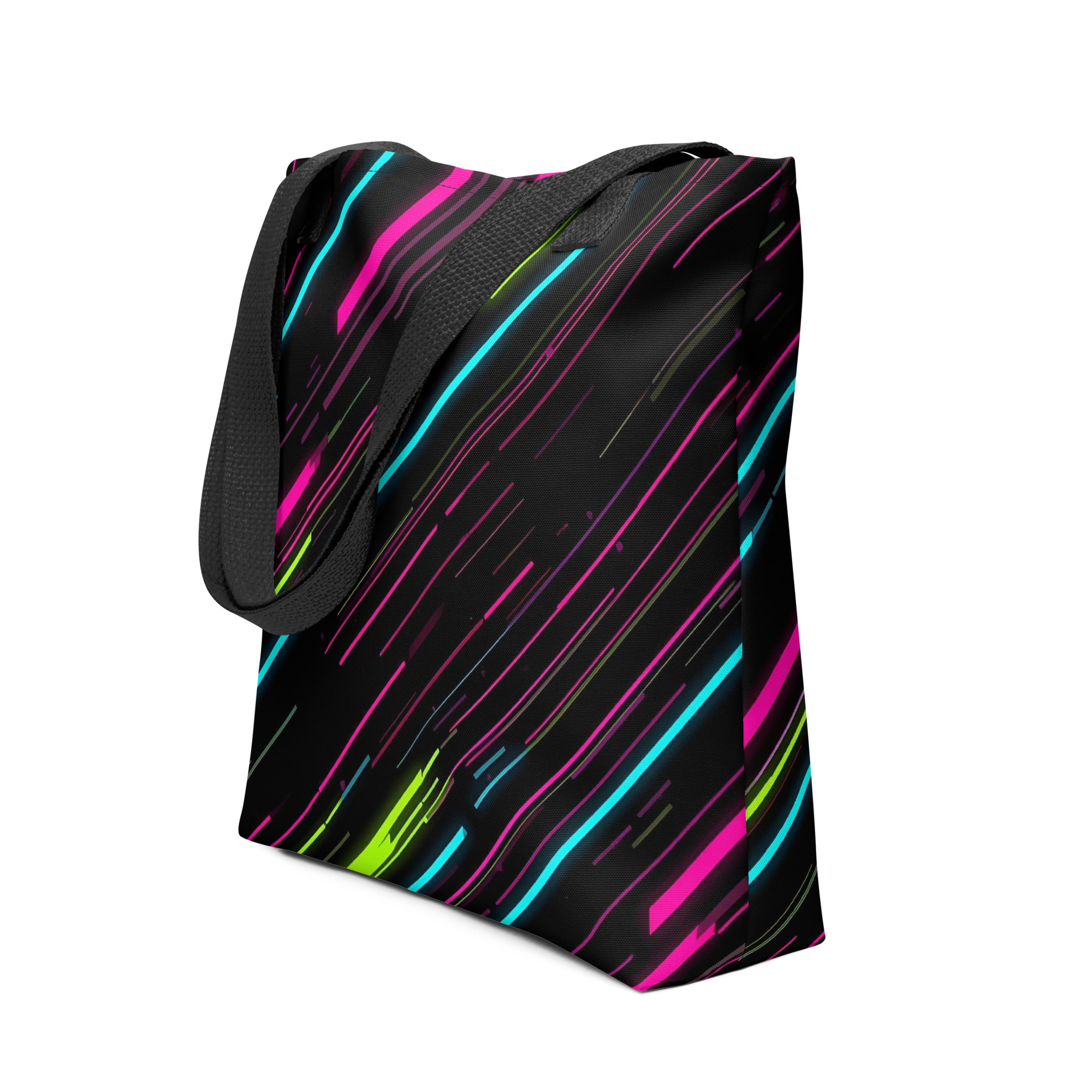 Dynamic Neon Lines Tote Bag