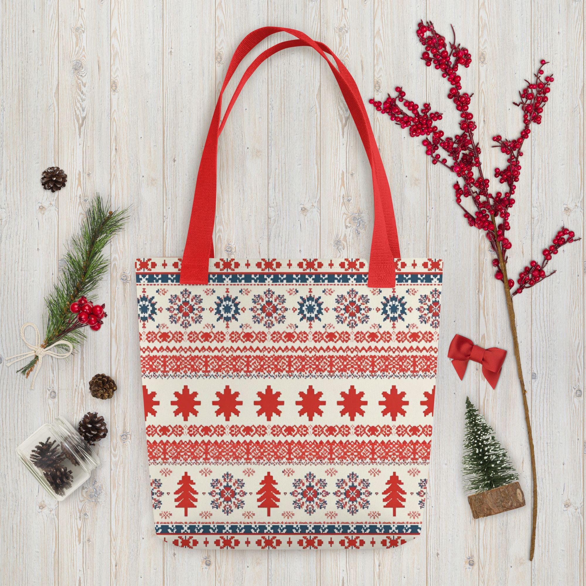 Nordic Knitted Look Tote Bag