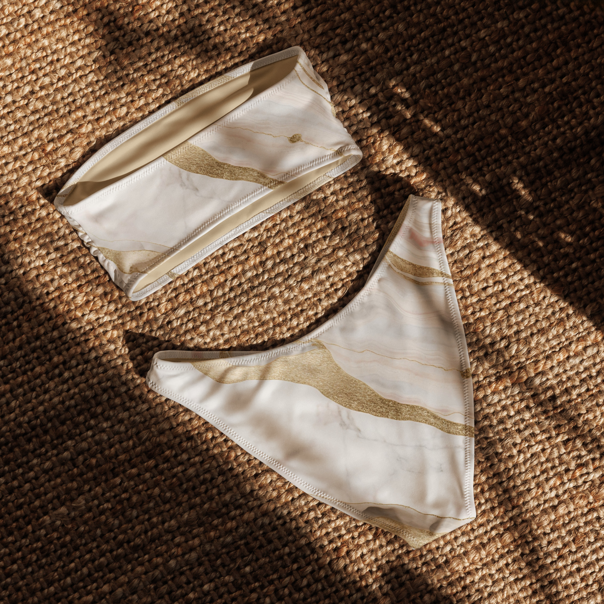 Marble Elegance Bandeau Bikini Set