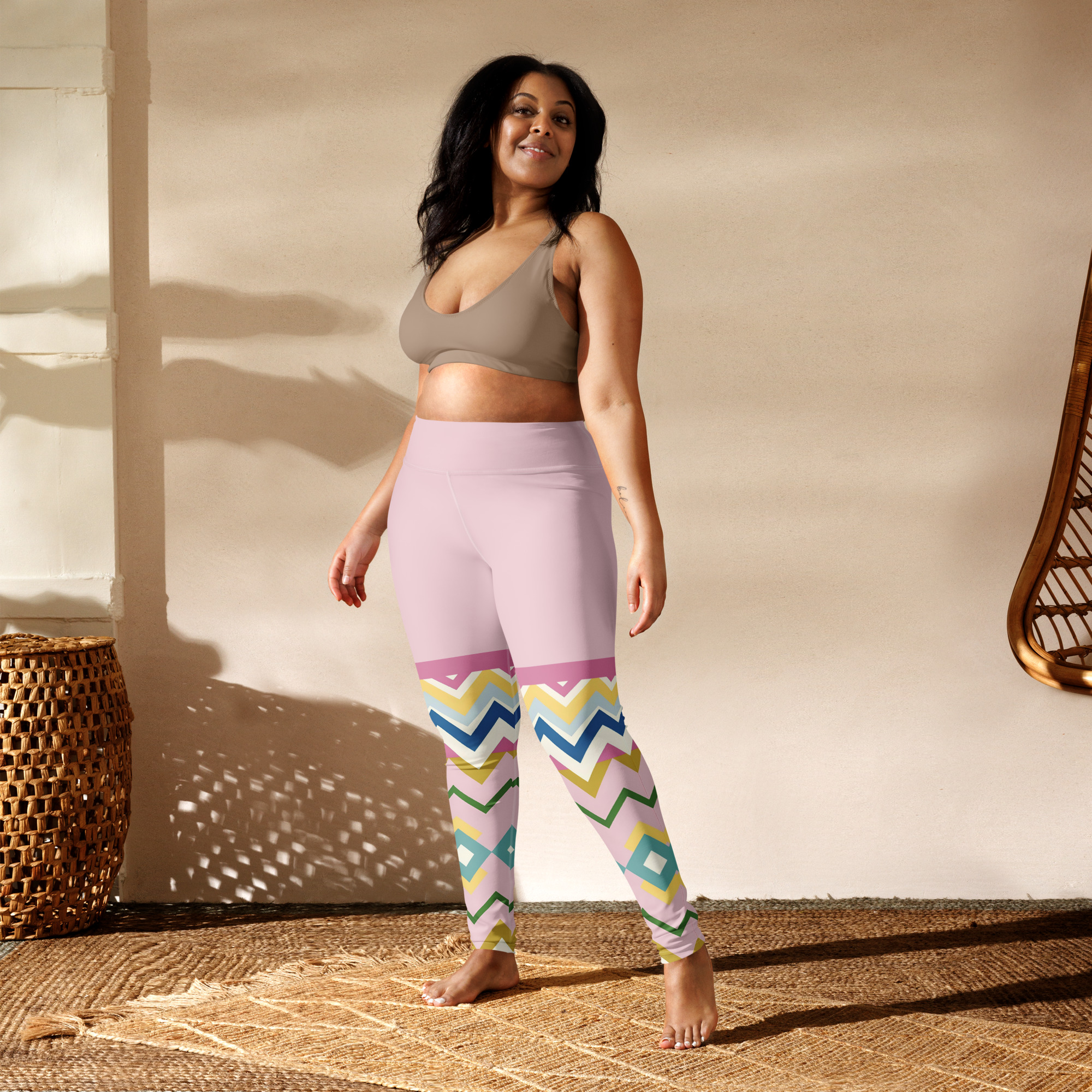 Geometric High-Waist Legging Pink