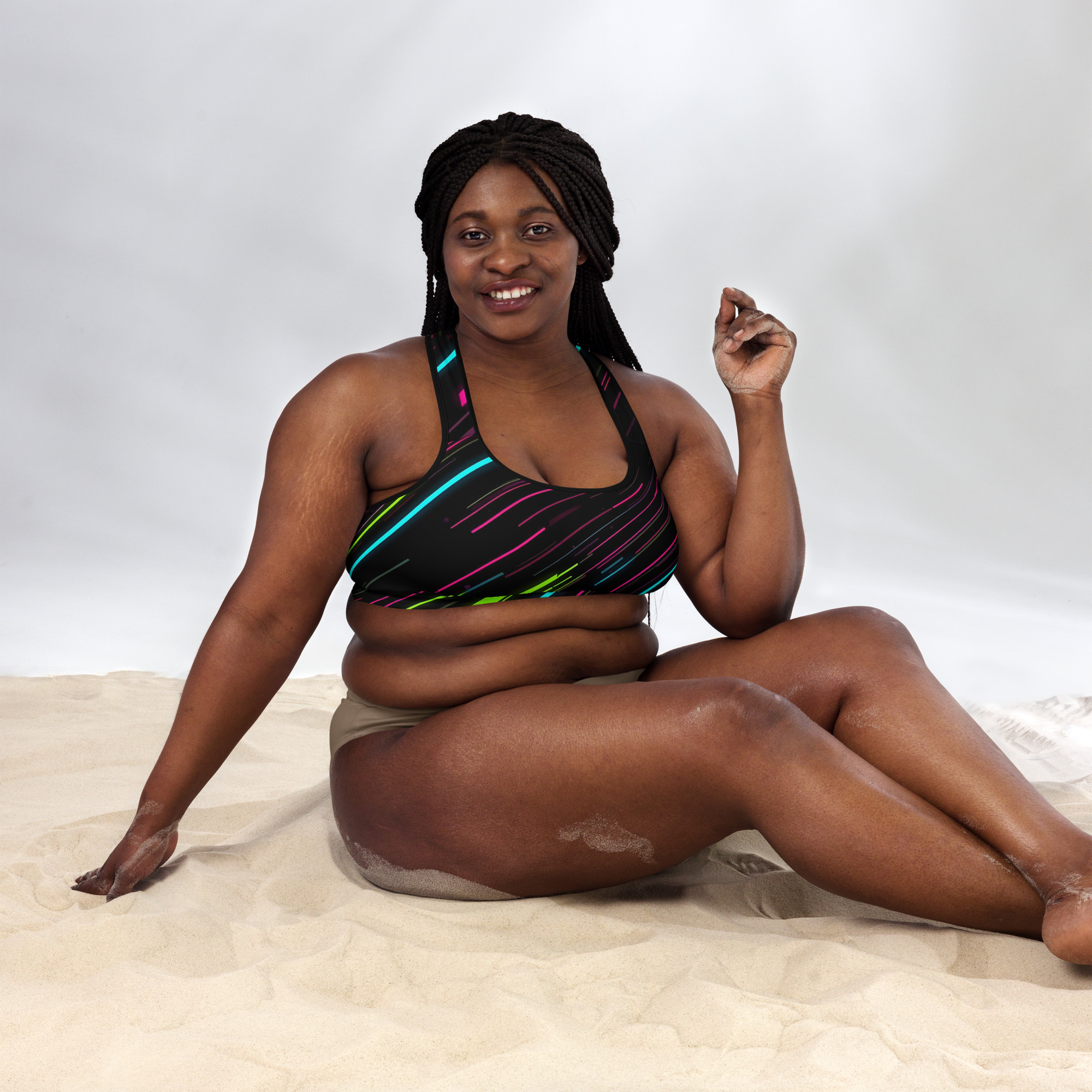 Dynamic Neon Lines Sports Bra