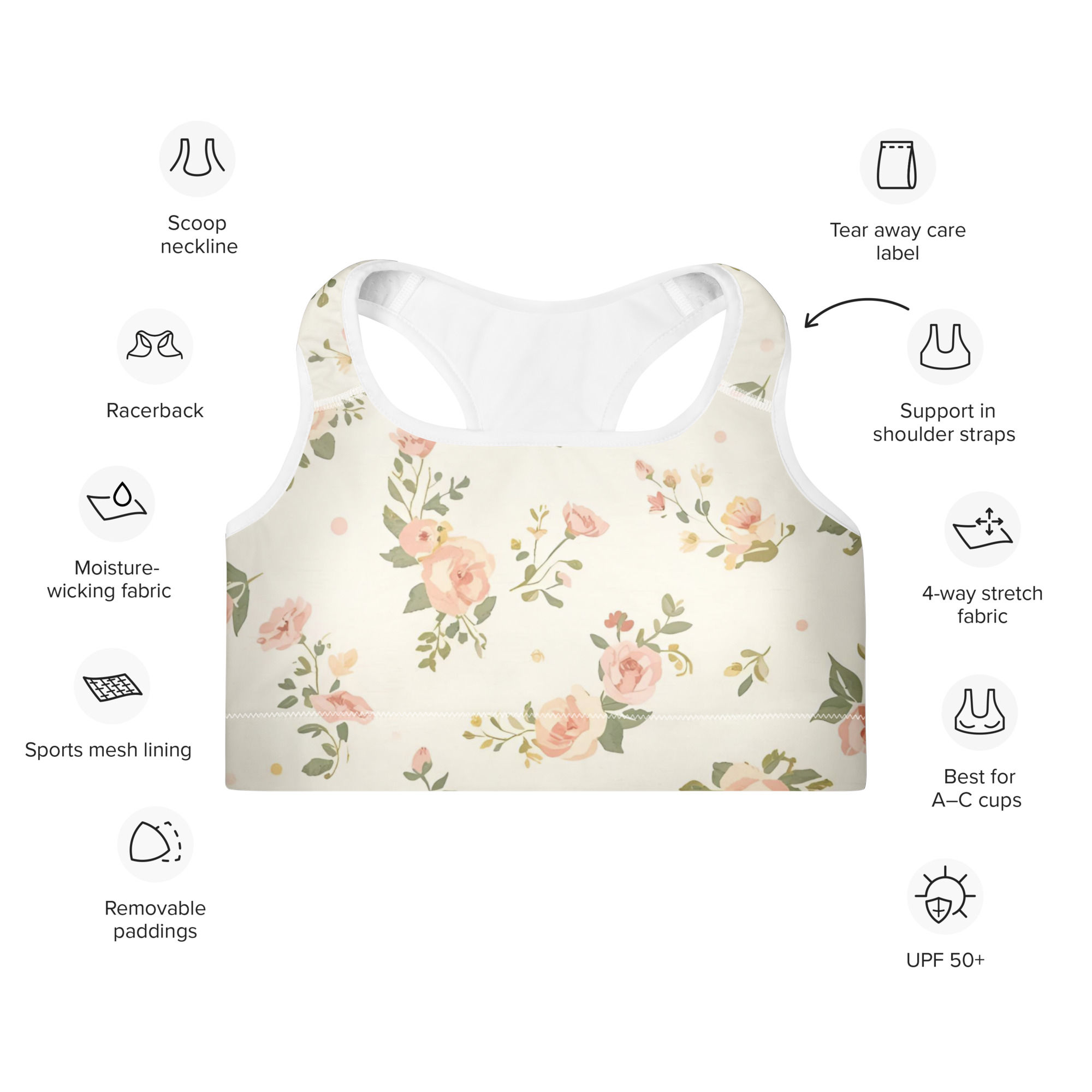 Delicate Flowers Sports Bra
