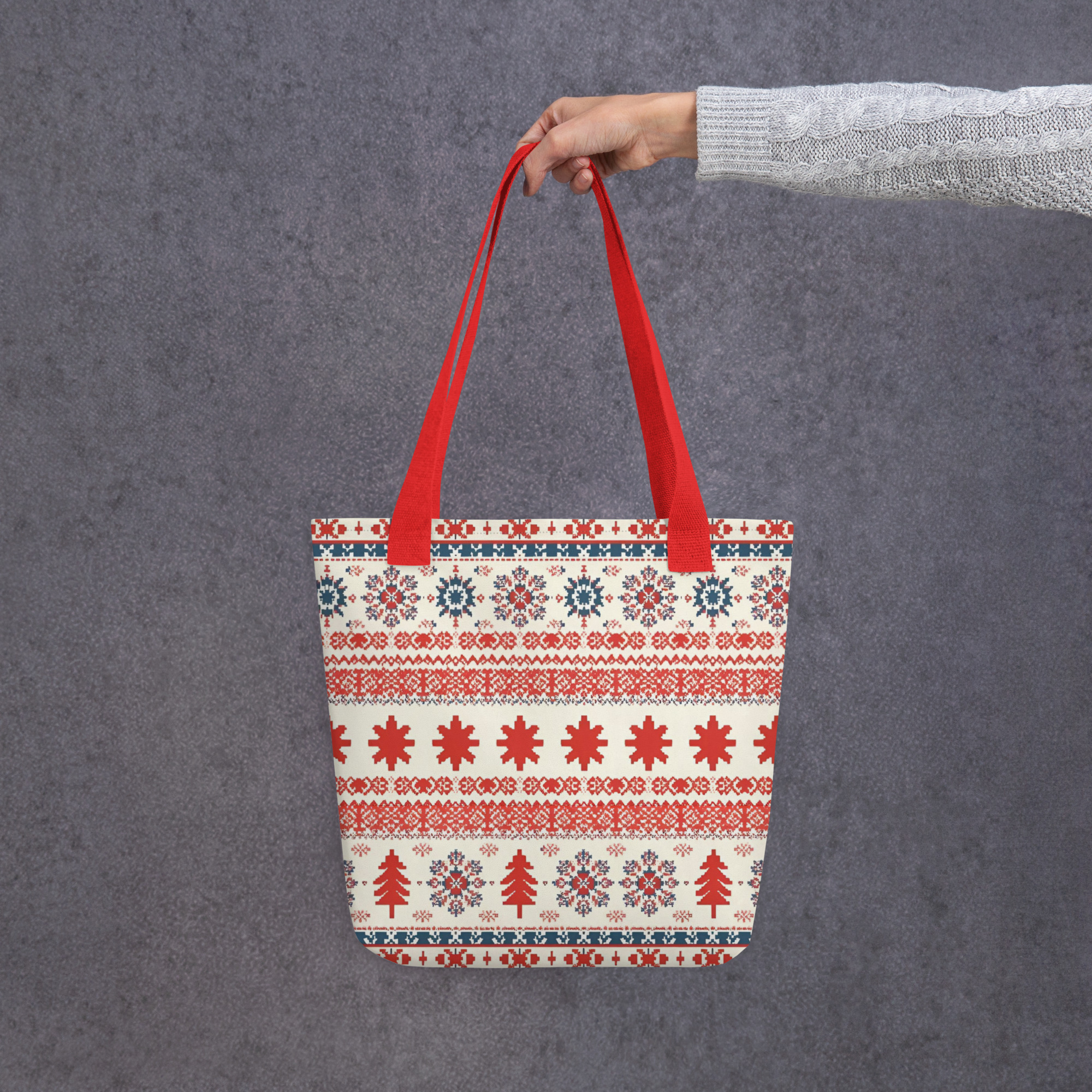 Nordic Knitted Look Tote Bag