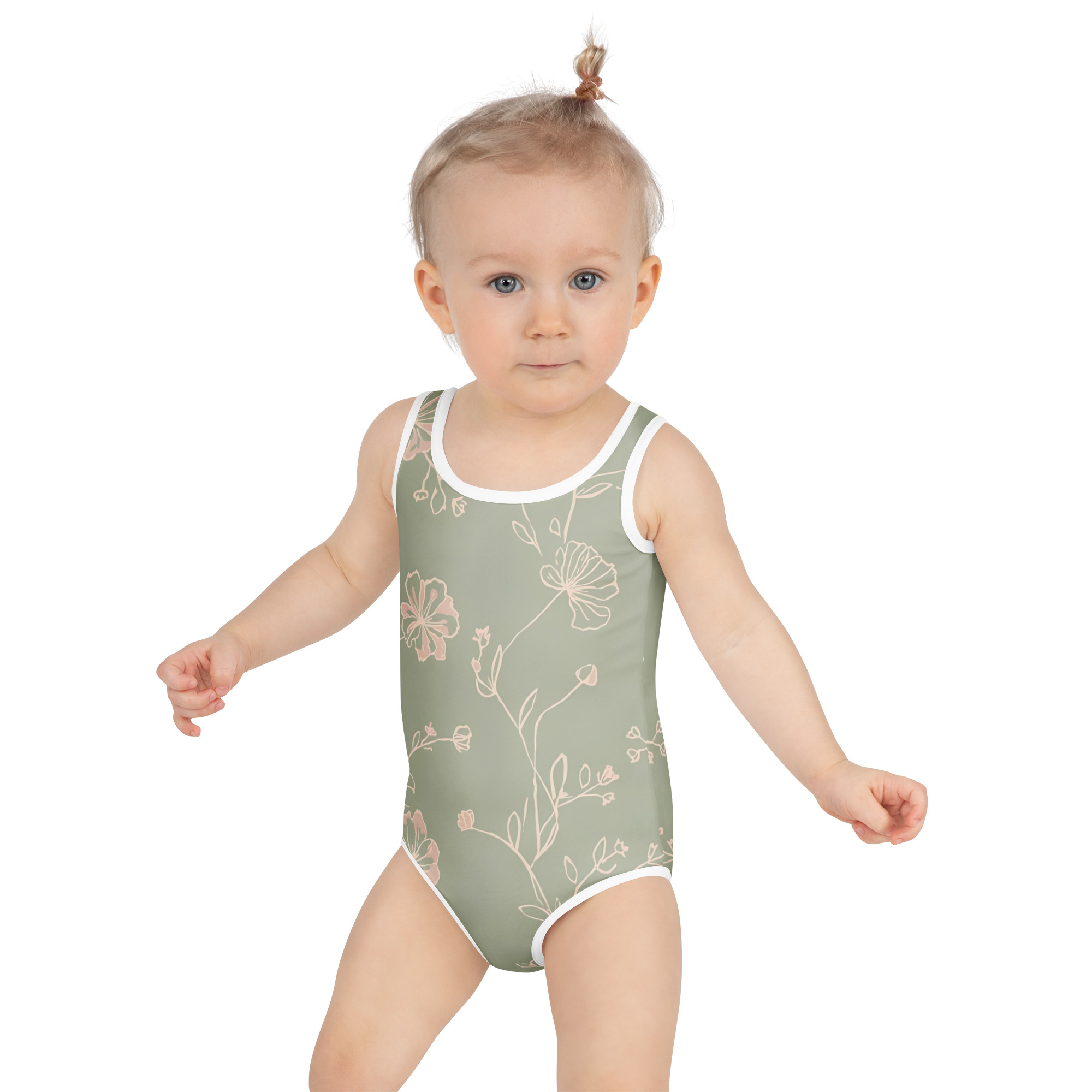 Monochrome Florals Kids Swimsuit