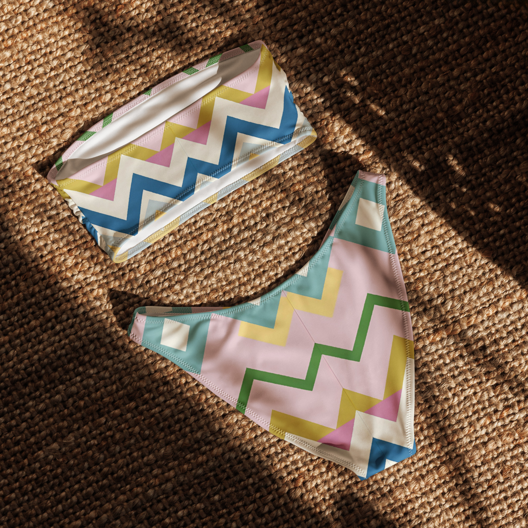 Geometric Bandeau Bikini Set