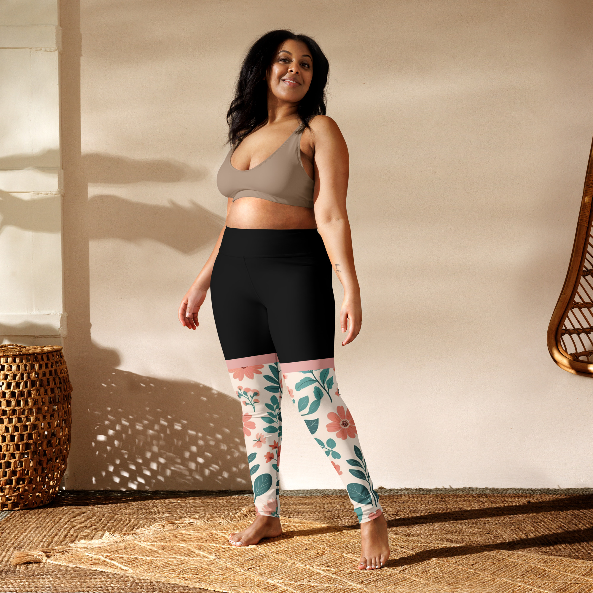 Floral High-Waist Legging Black