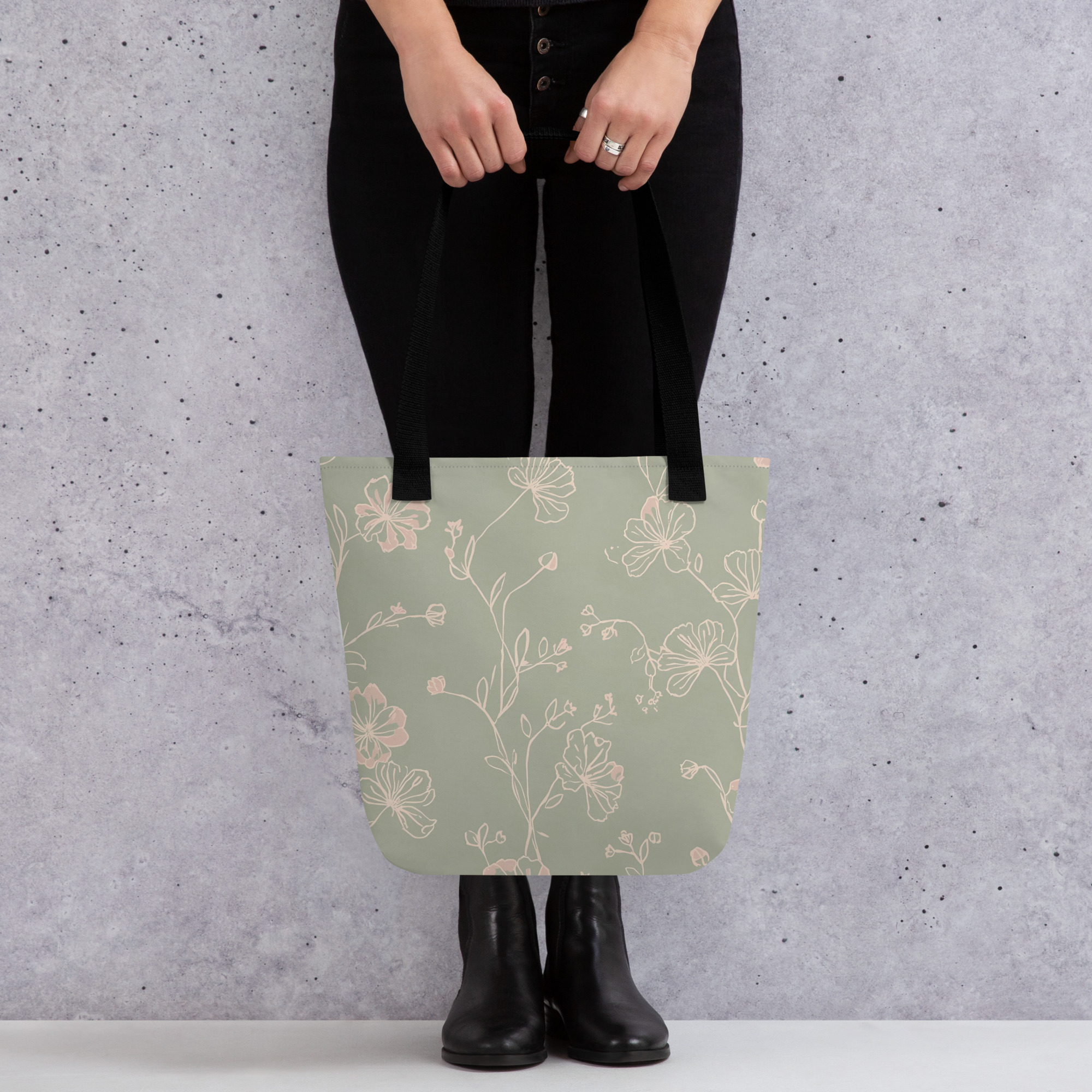 Monochrome Florals Tote Bag