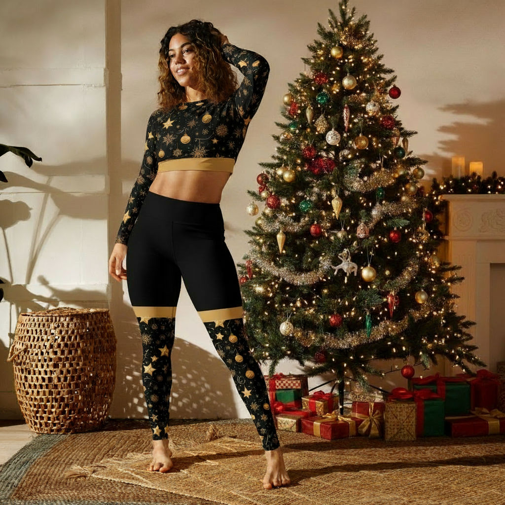 Golden Glam Holiday High-Waist Legging