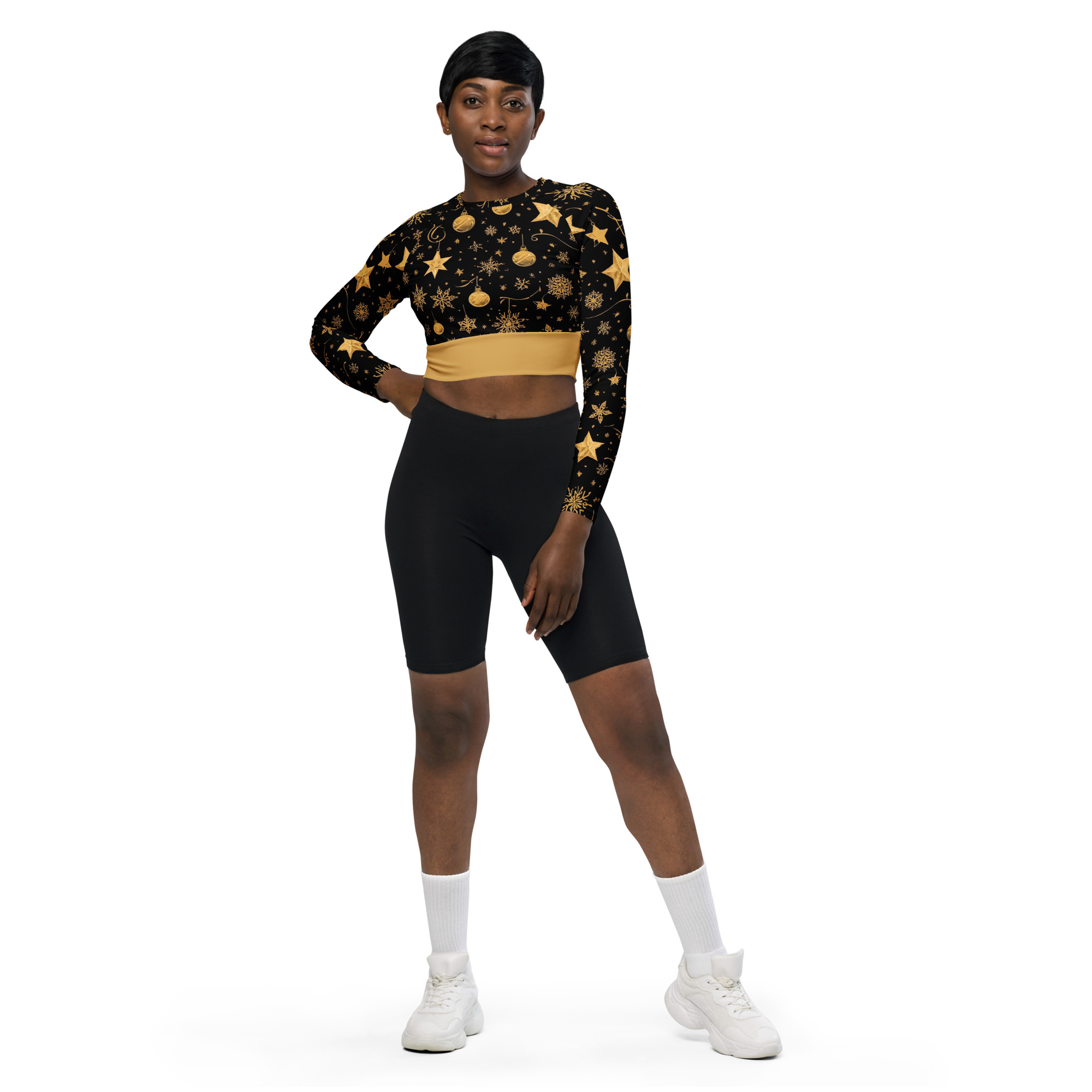 Golden Glam Holiday Crop Top
