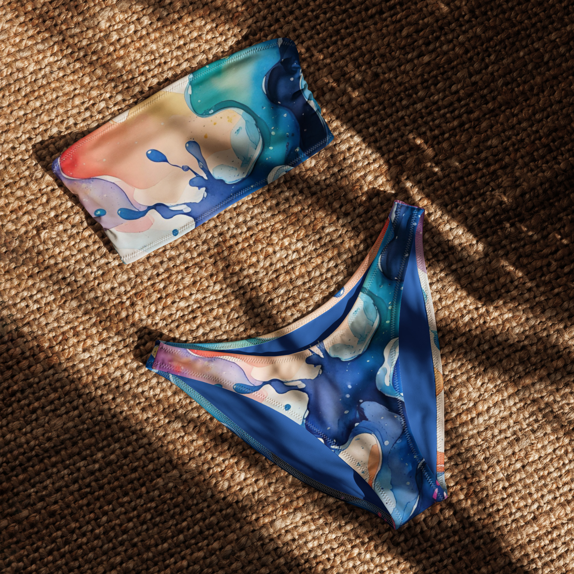 Paint Splash Bandeau Bikini Set
