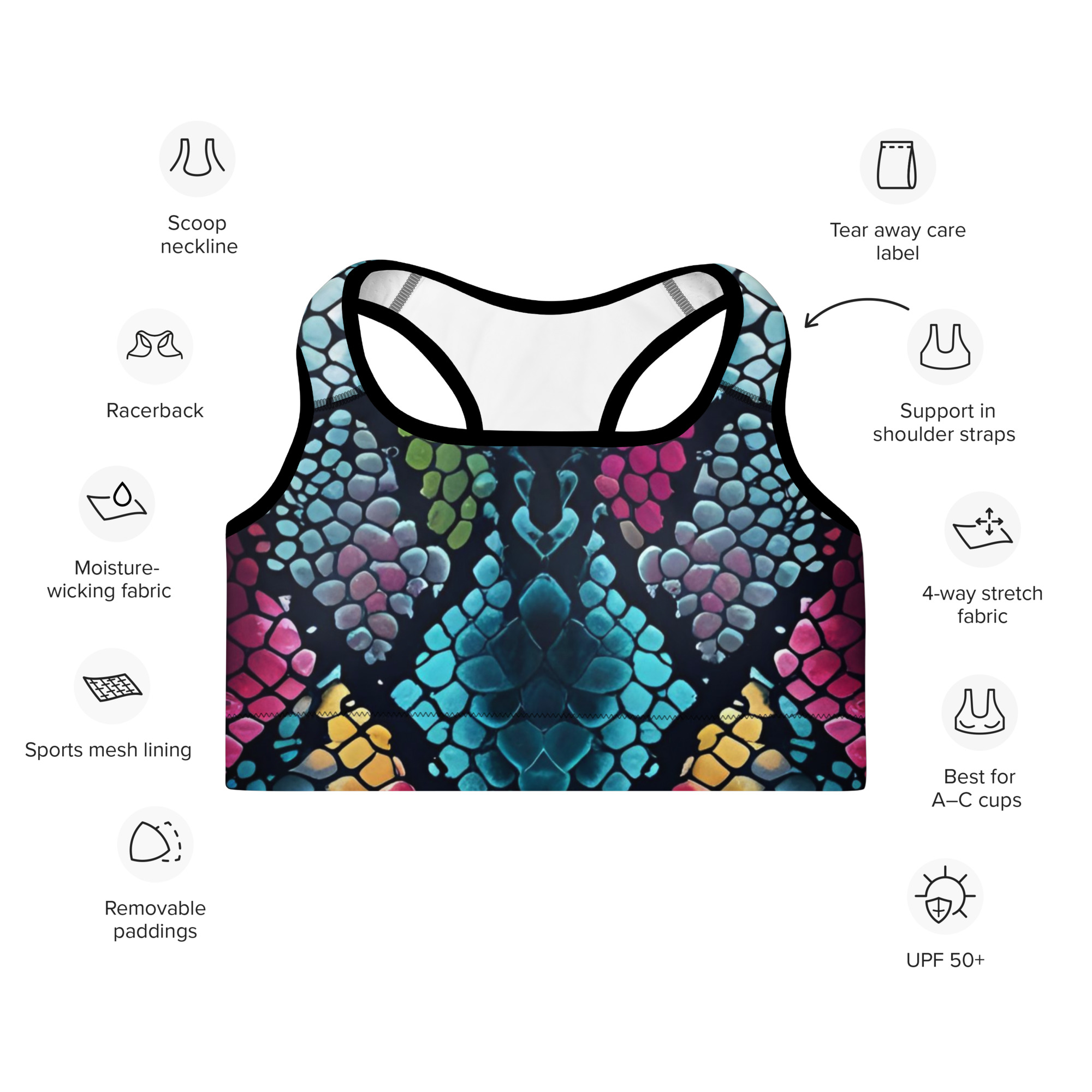 Colorful Snake Sports Bra