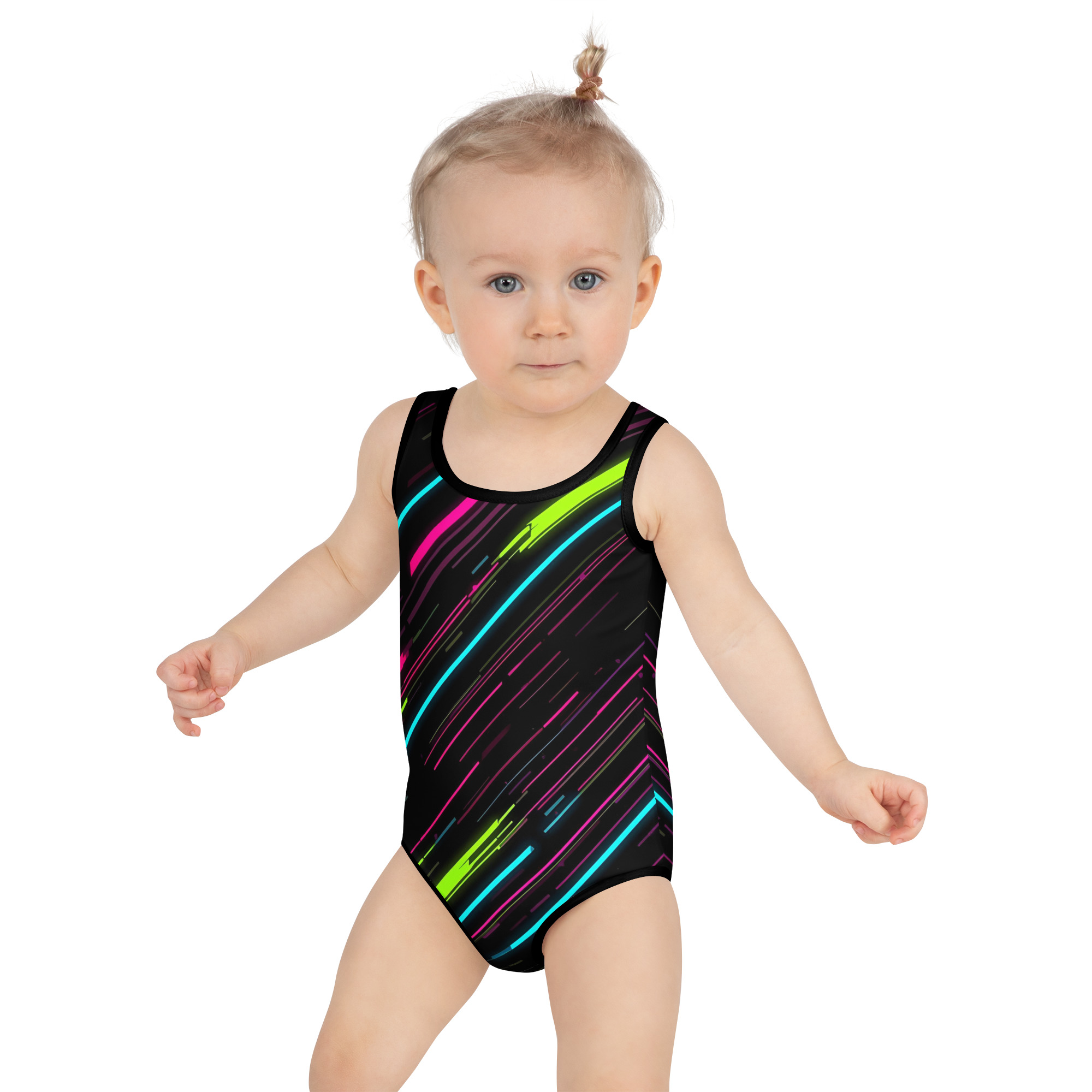 Dynamic neon lines Kids Swimsuit