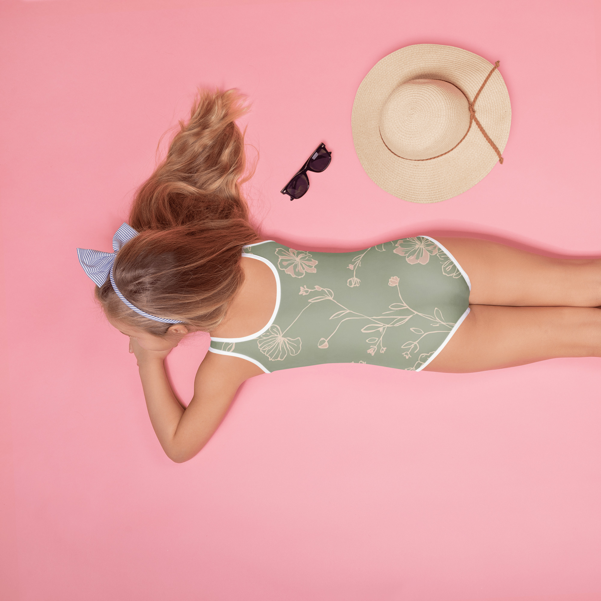 Monochrome Florals Kids Swimsuit